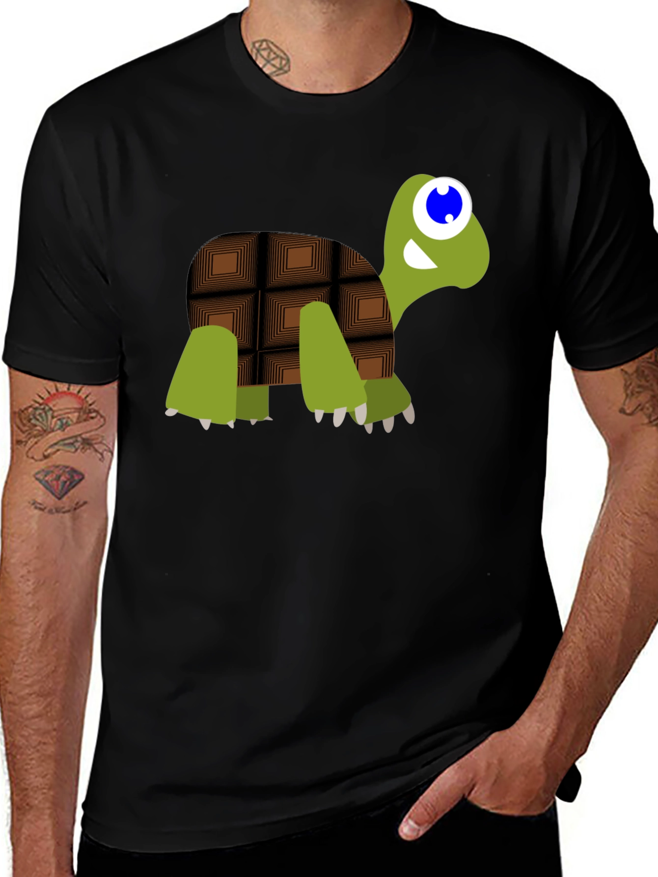 Variant 21 of Cartoon Chocolate Turtle Black T-Shirt