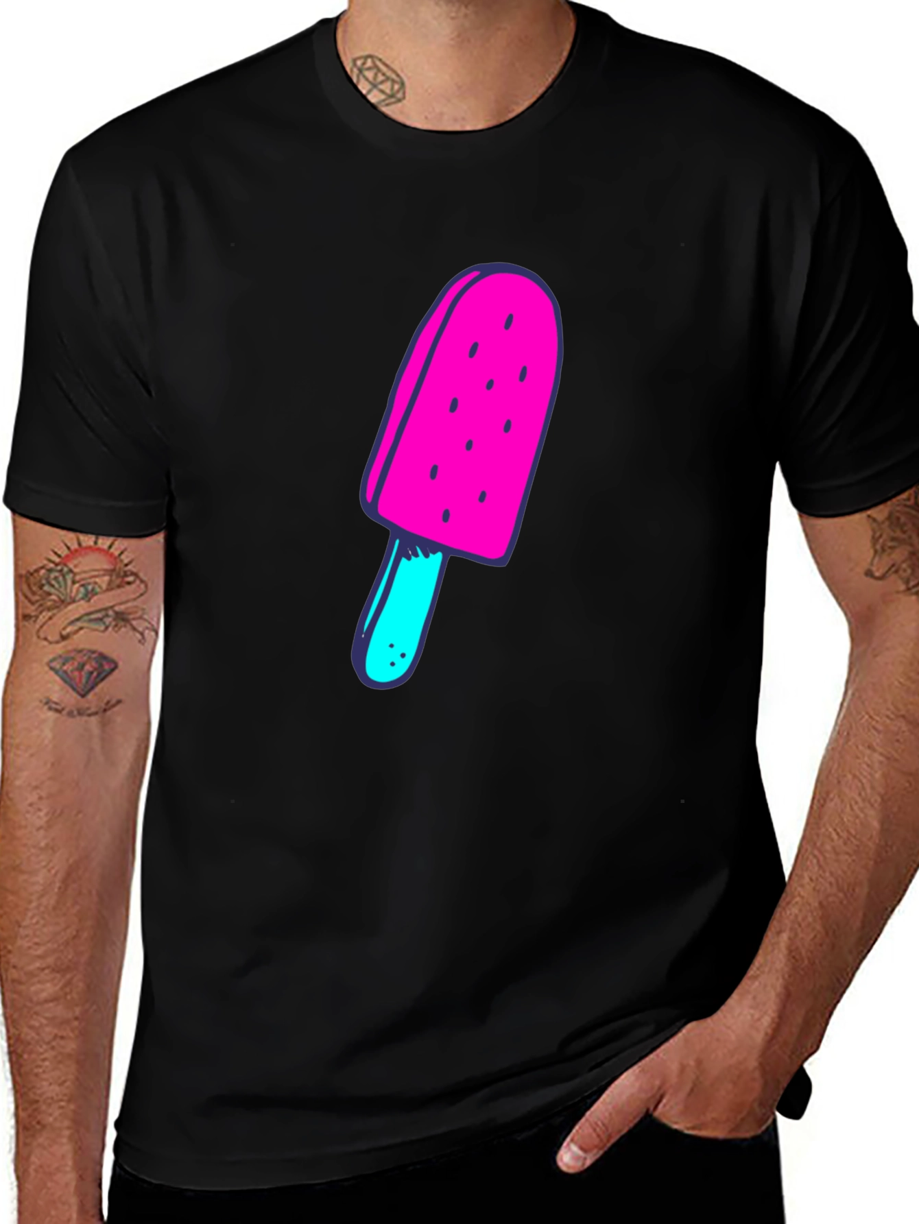 Variant 27 of Neon Popsicle Graphic Black T-Shirt