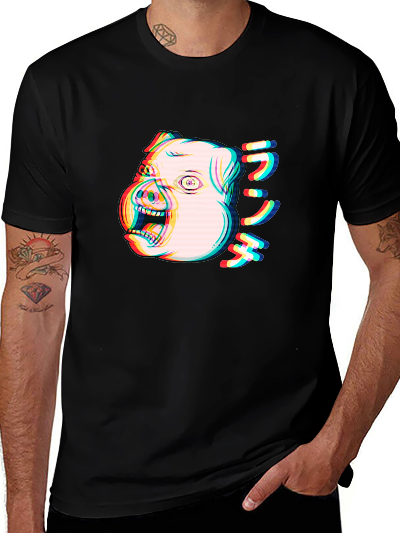 Variant 25 of Glitch Pig Graphic Tee - Unisex Black T-Shirt