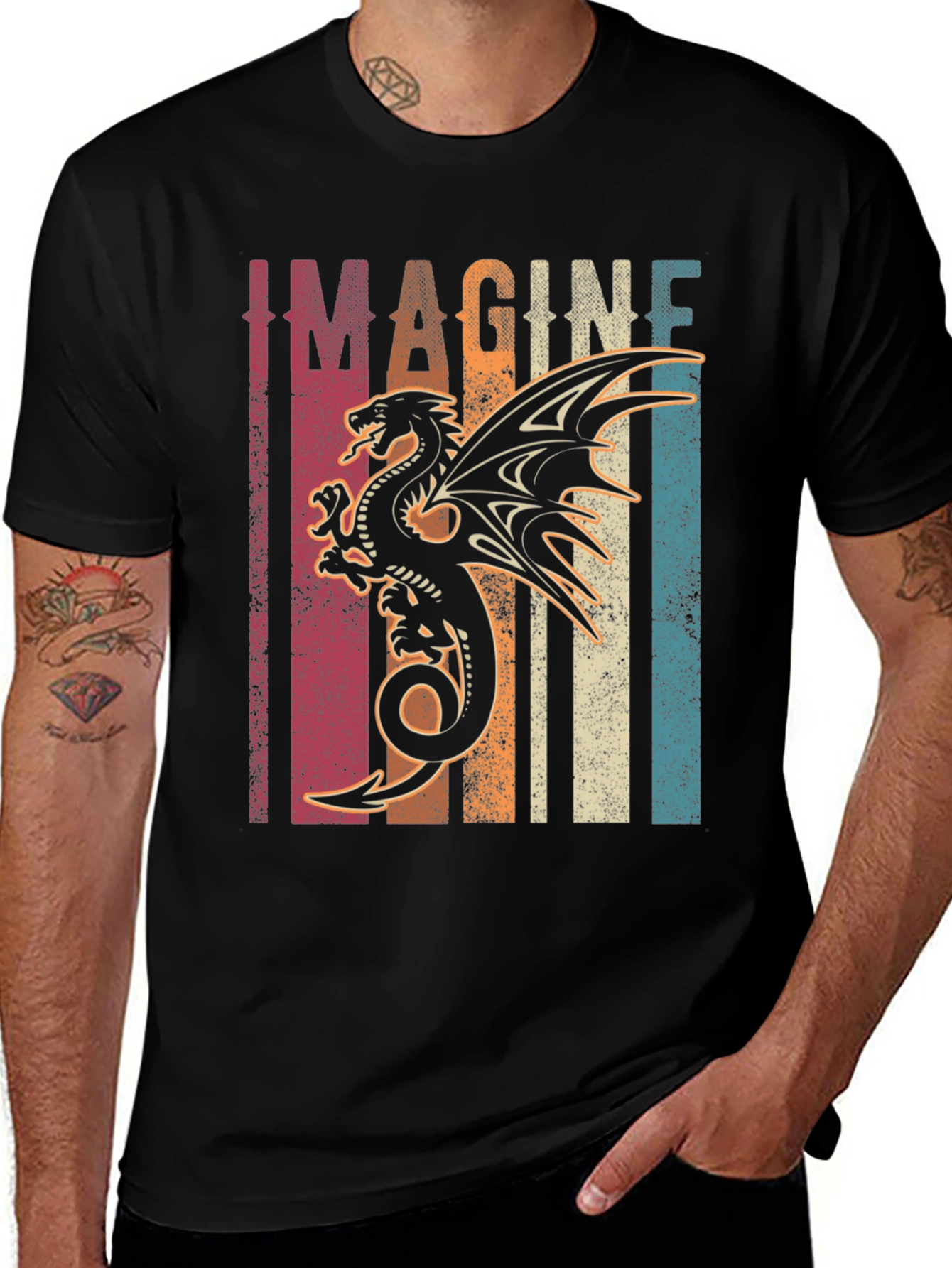 Variant 3 of Imagine Dragon Graphic Tee | Unique Retro Design 