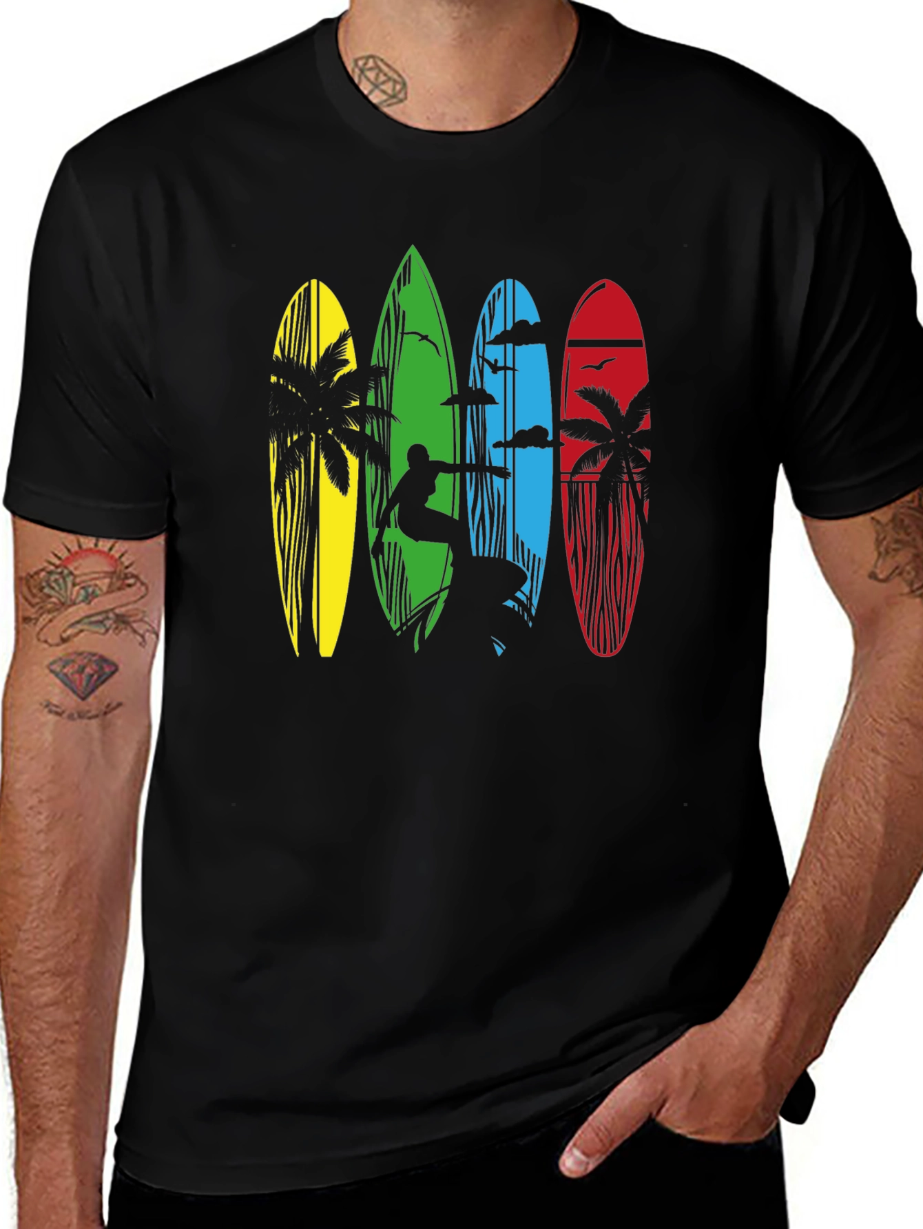 Variant 28 of Surfboard Graphic Tee - Beach Style T-Shirt