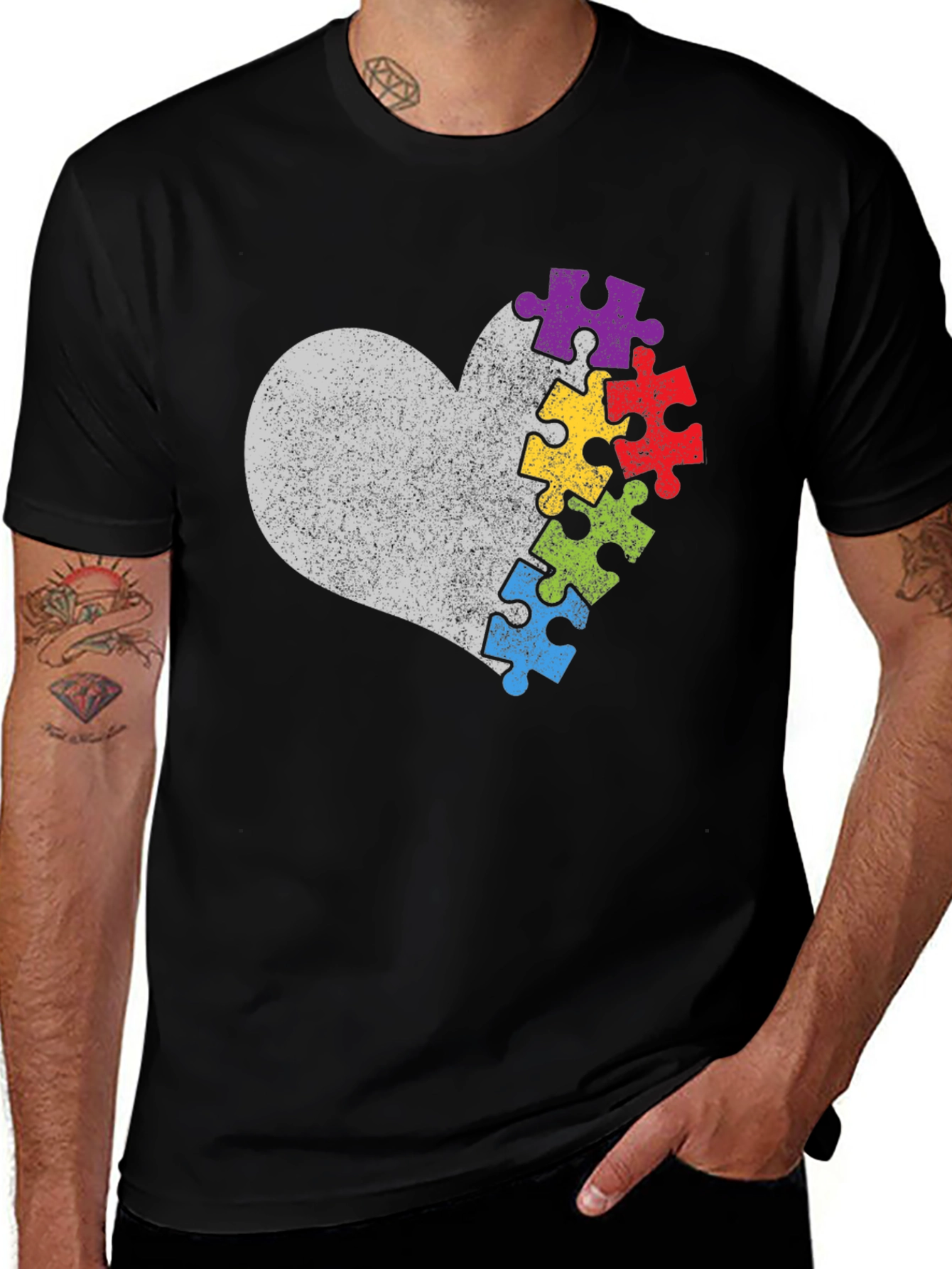 Autism Awareness Heart Puzzle T-Shirt