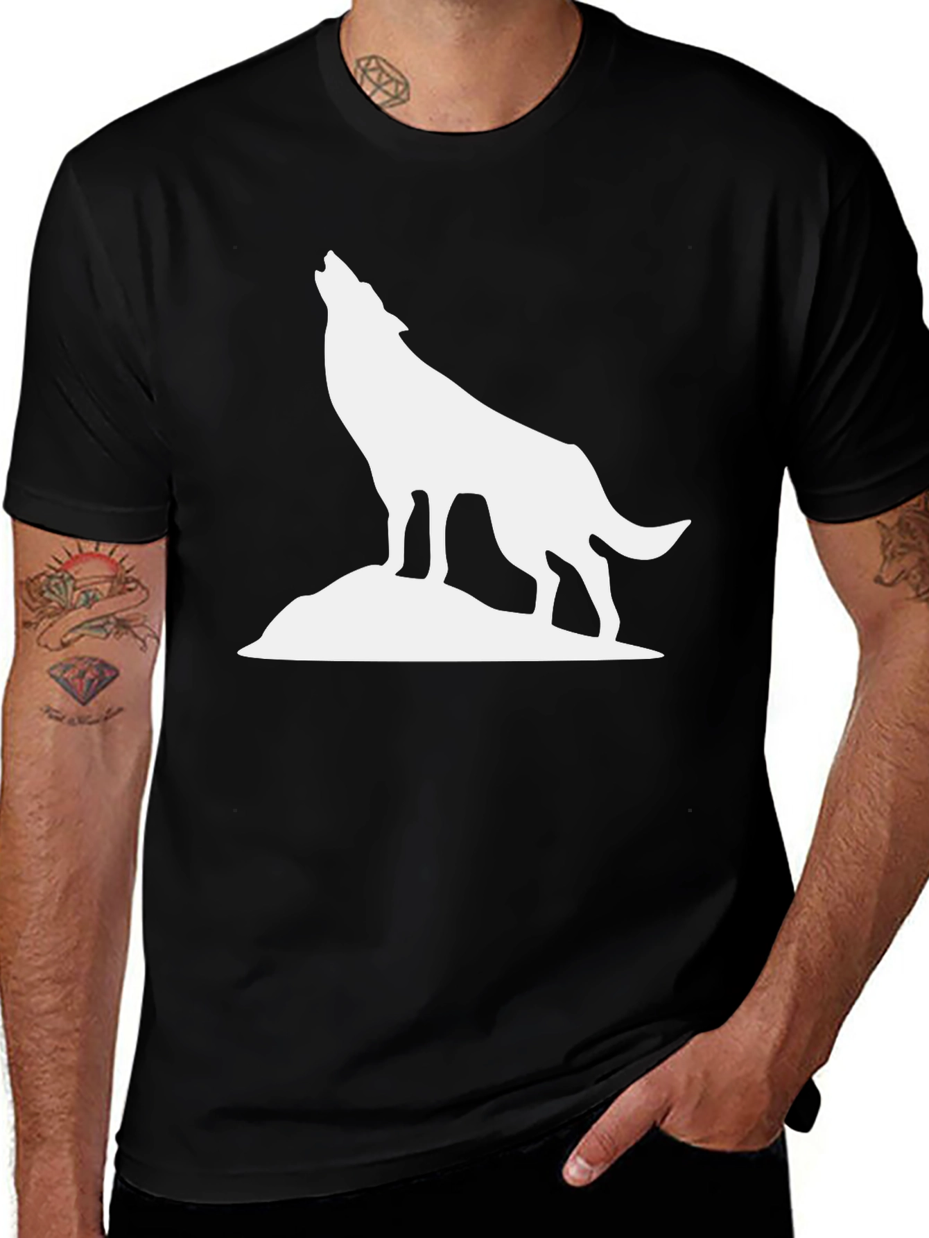 Variant 16 of Black Wolf Howling Graphic Tee