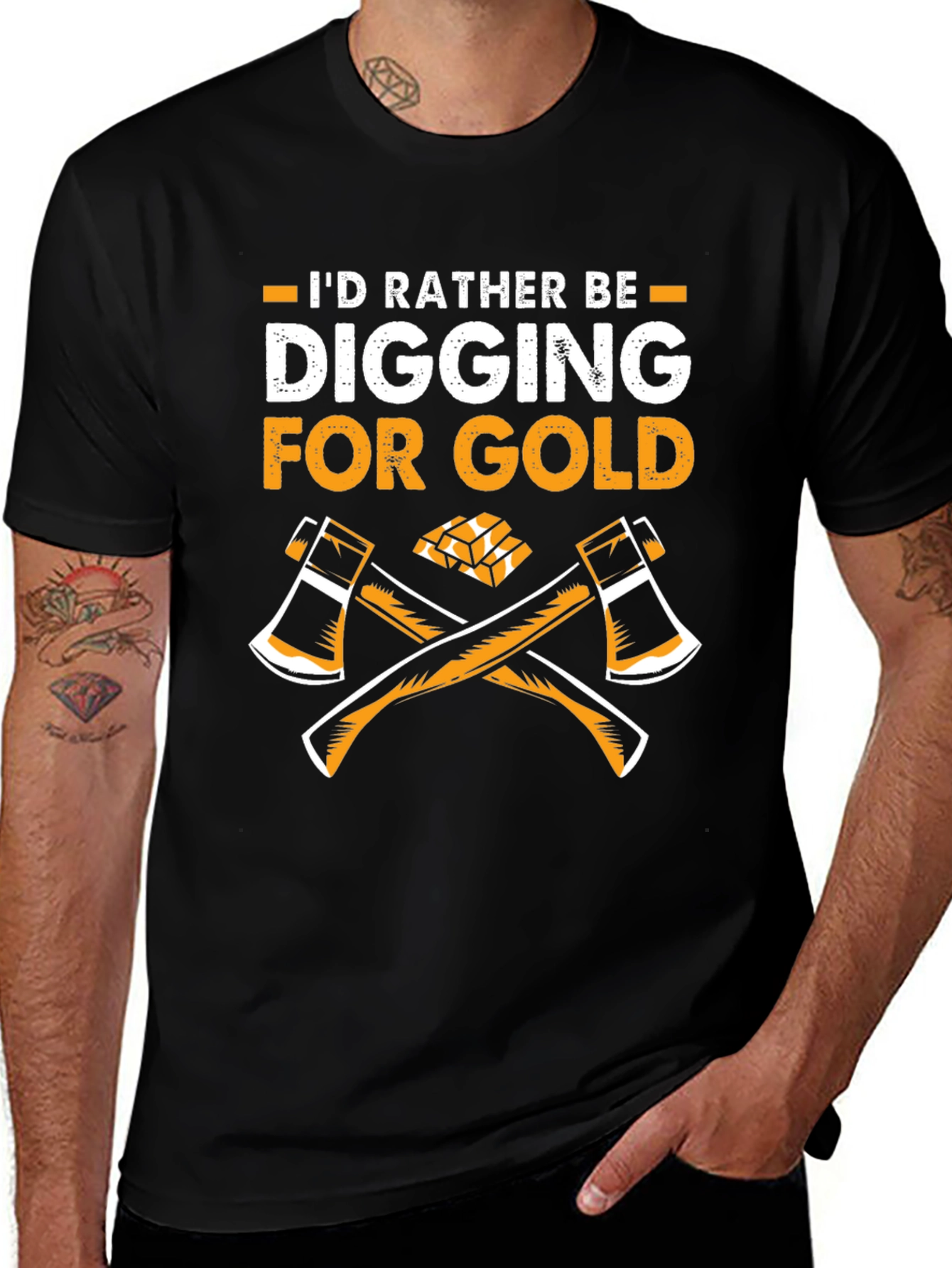 Variant 30 of Digging for Gold T-Shirt: Axe & Gold Miner Tee
