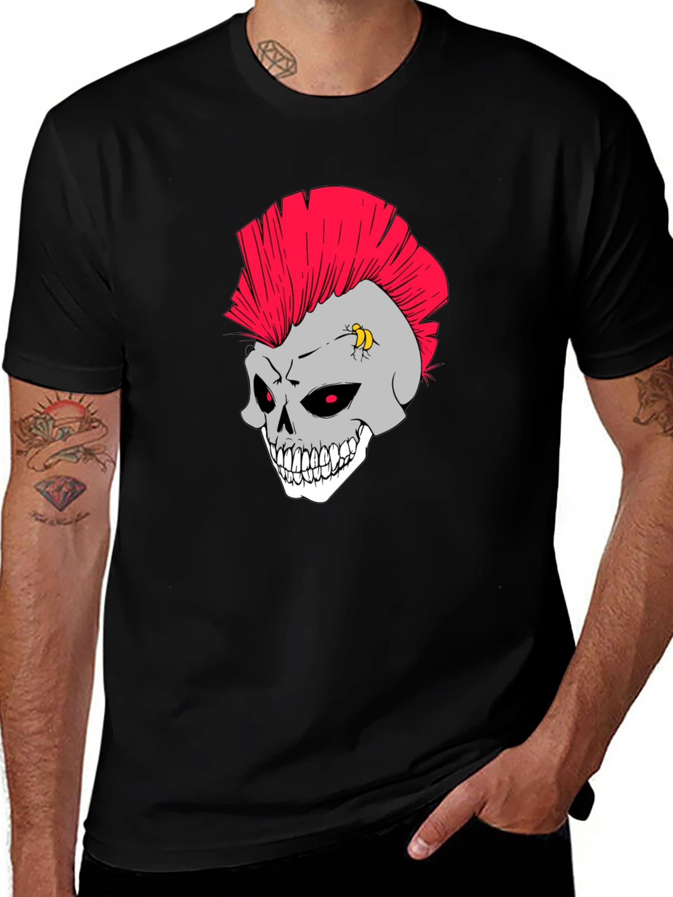 Black Skull Punk Rocker T-Shirt main image