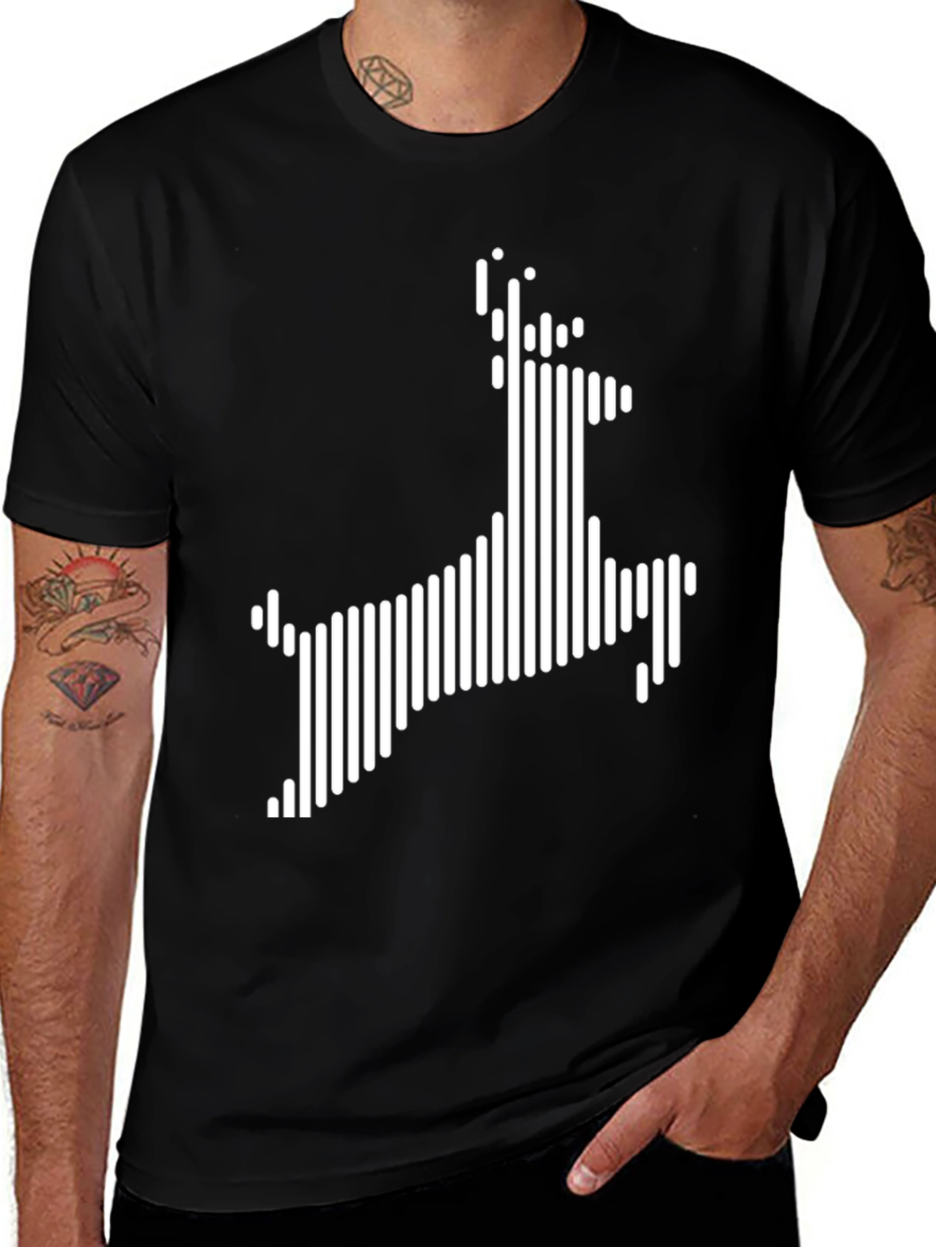 Variant 16 of Modern Deer Graphic Black T-Shirt