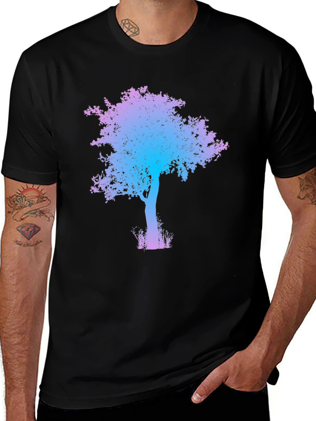 Variant 10 of Gradient Tree Graphic Black T-Shirt