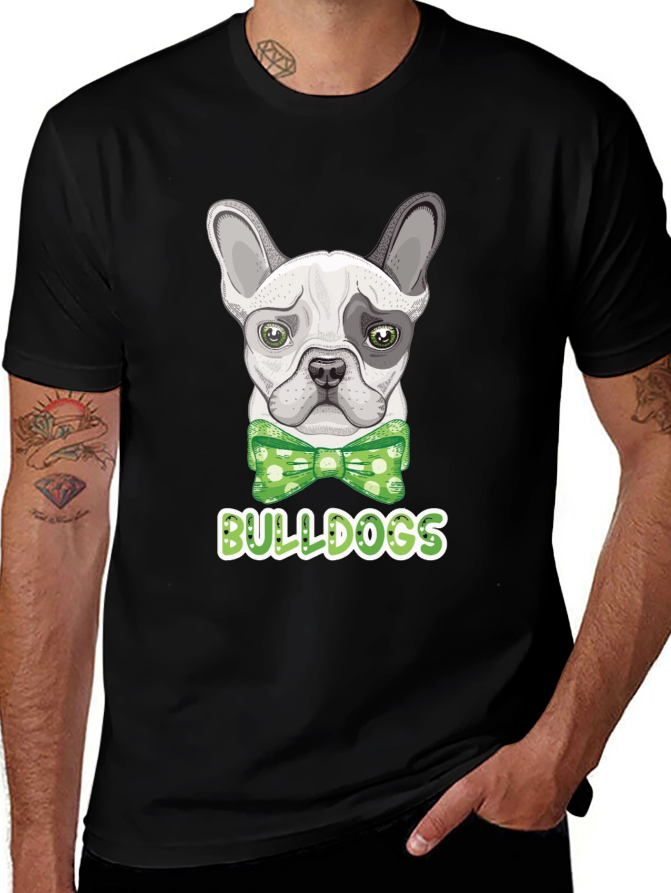 Black Bulldog Bowtie T-Shirt main image