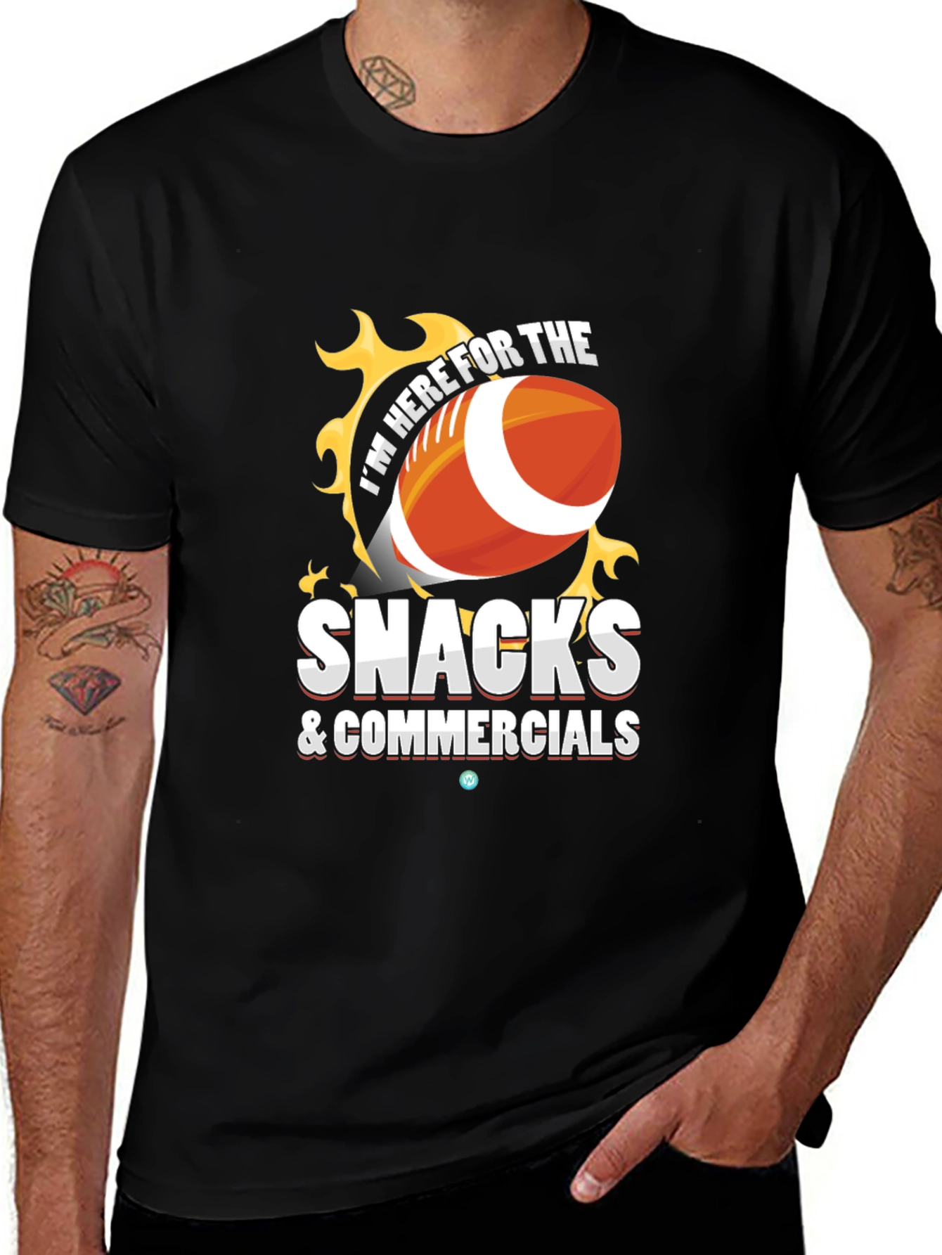 Black Snacks & Commercials Football T-Shirt main image