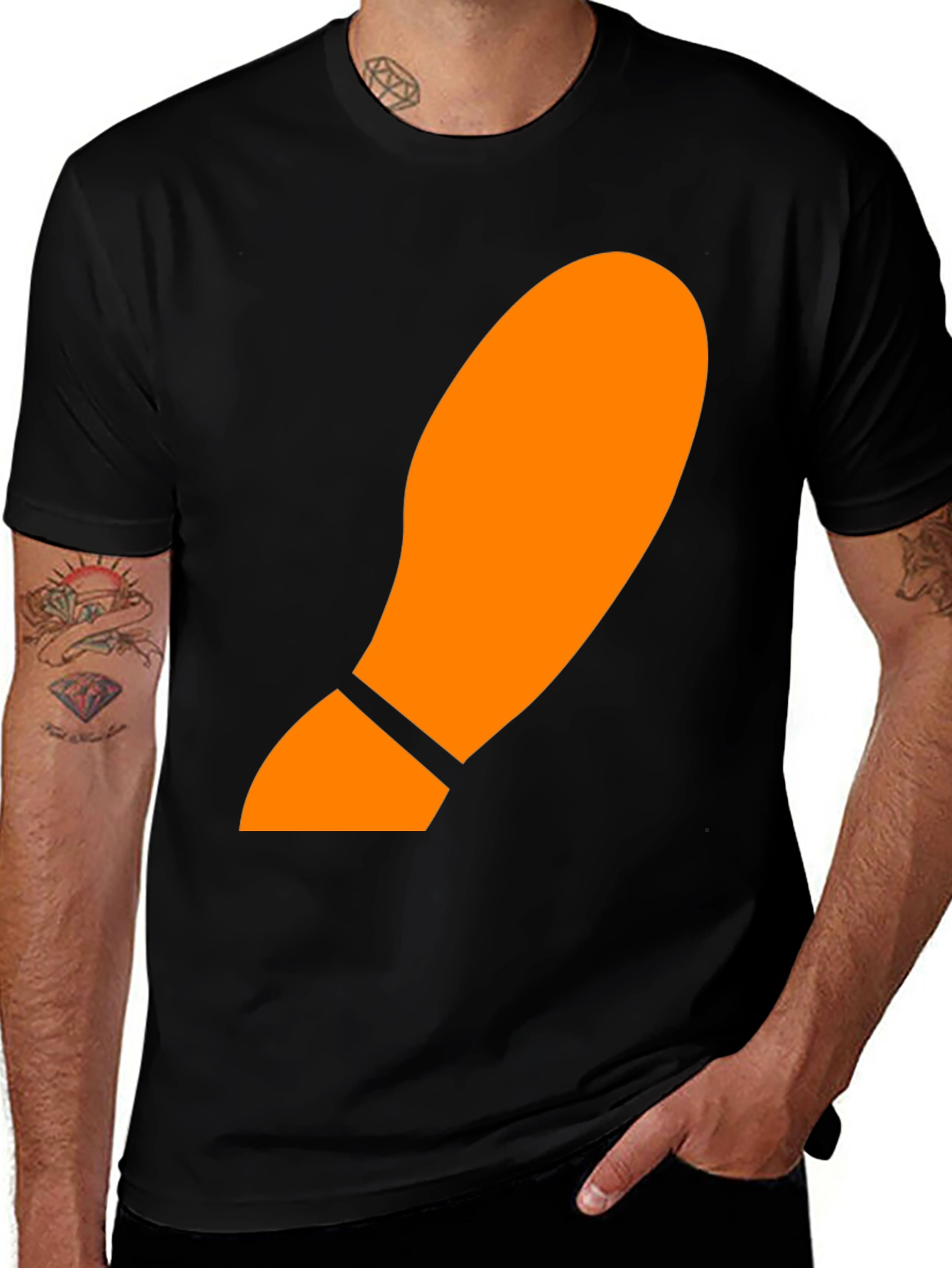 Variant 14 of Orange Footprint Graphic Black T-Shirt