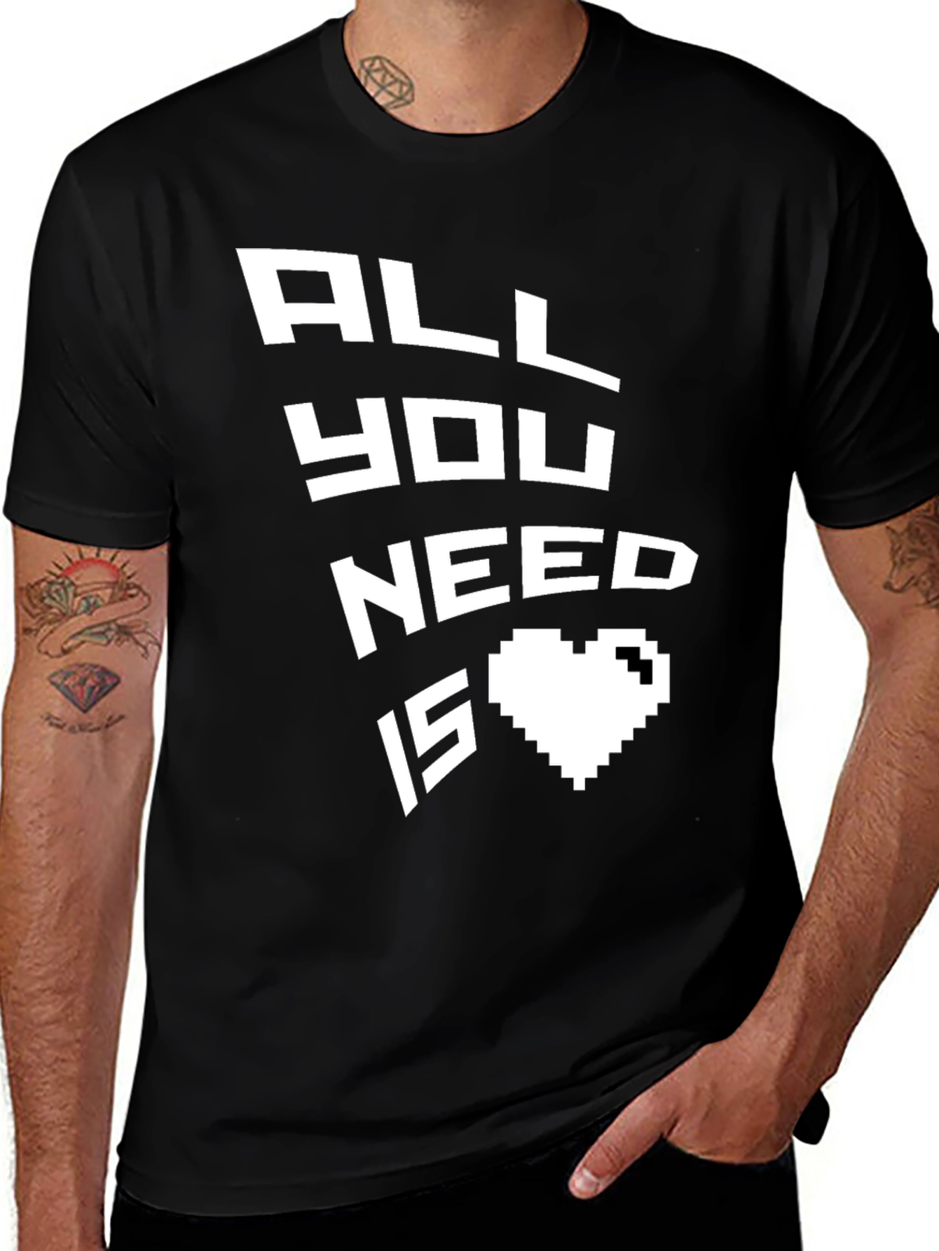 Variant 14 of All You Need Is Love Heart Pixel T-Shirt