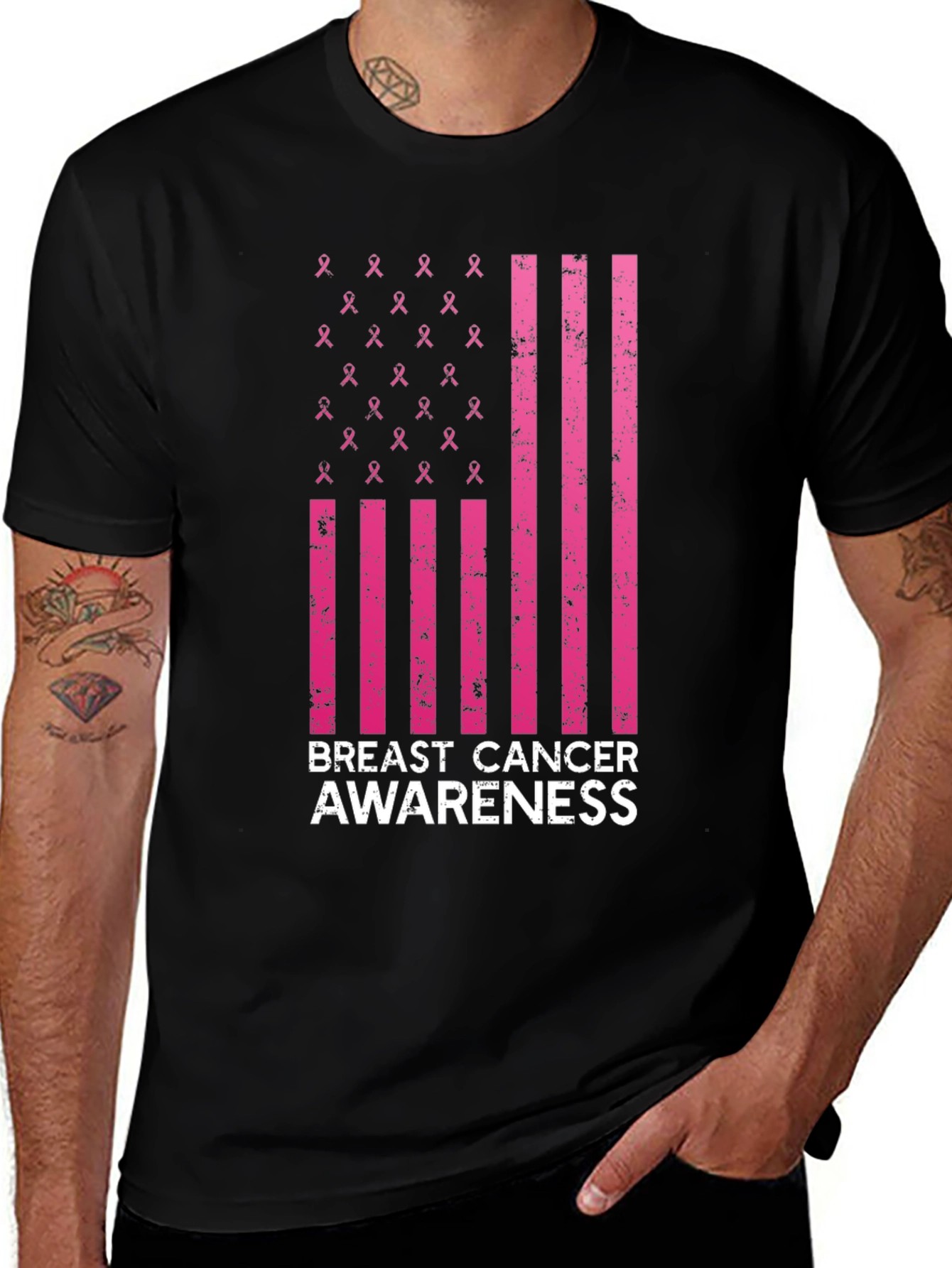Variant 22 of Breast Cancer Awareness Ribbon Flag T-Shirt