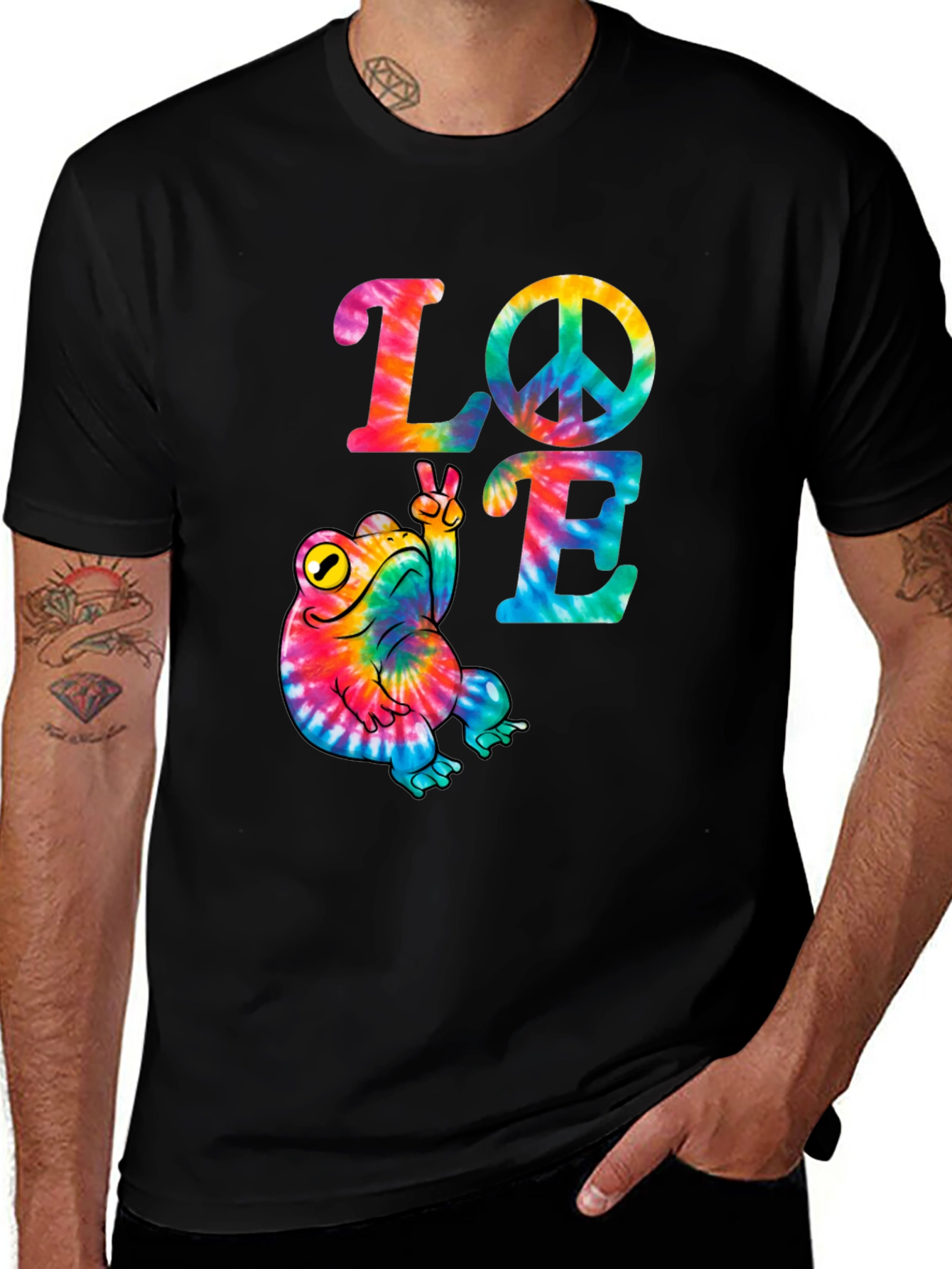 Variant 9 of Tie Dye Frog Peace Sign Love T-Shirt