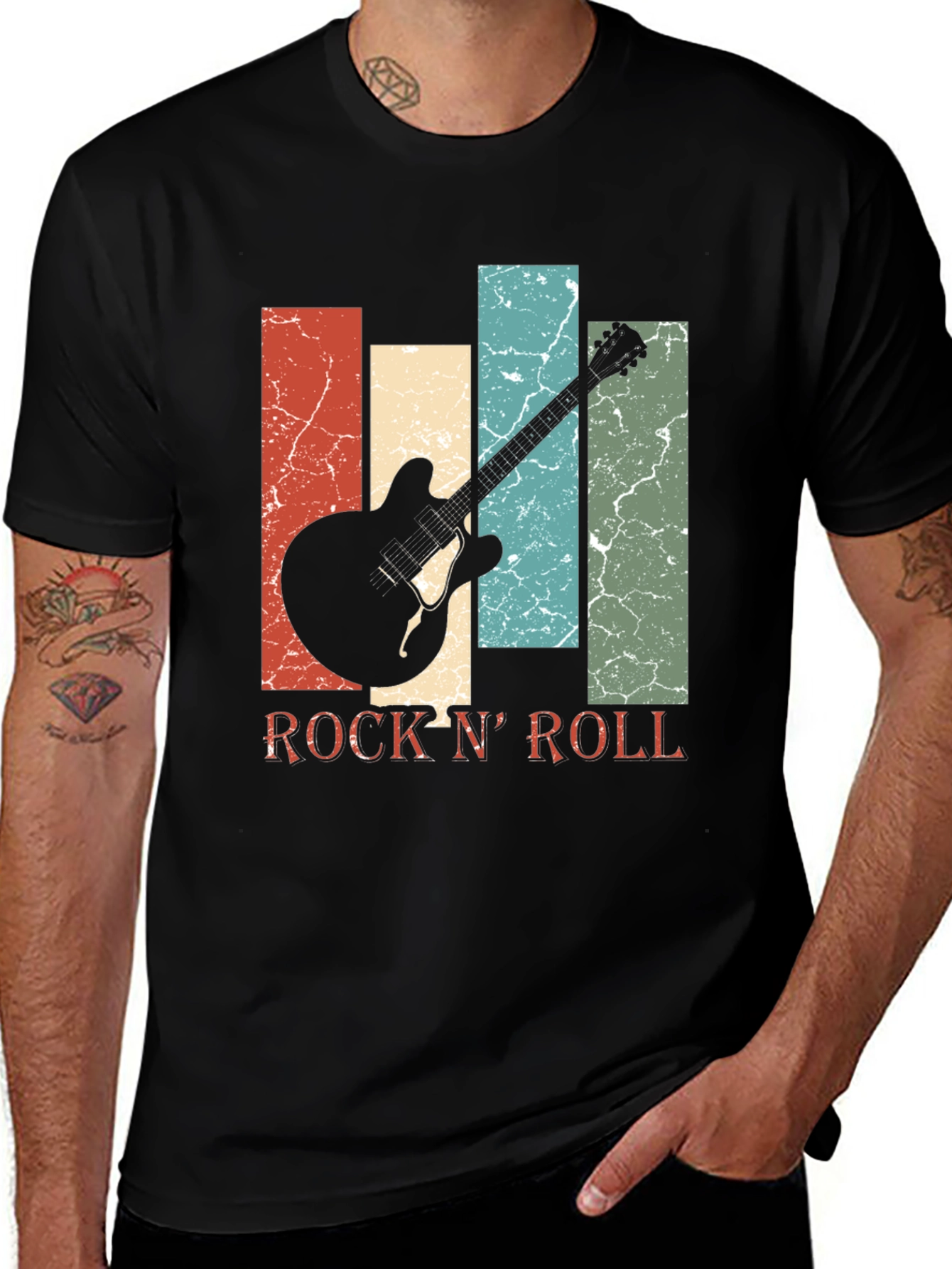 Variant 22 of Retro Rock N' Roll Guitar Graphic Tee
