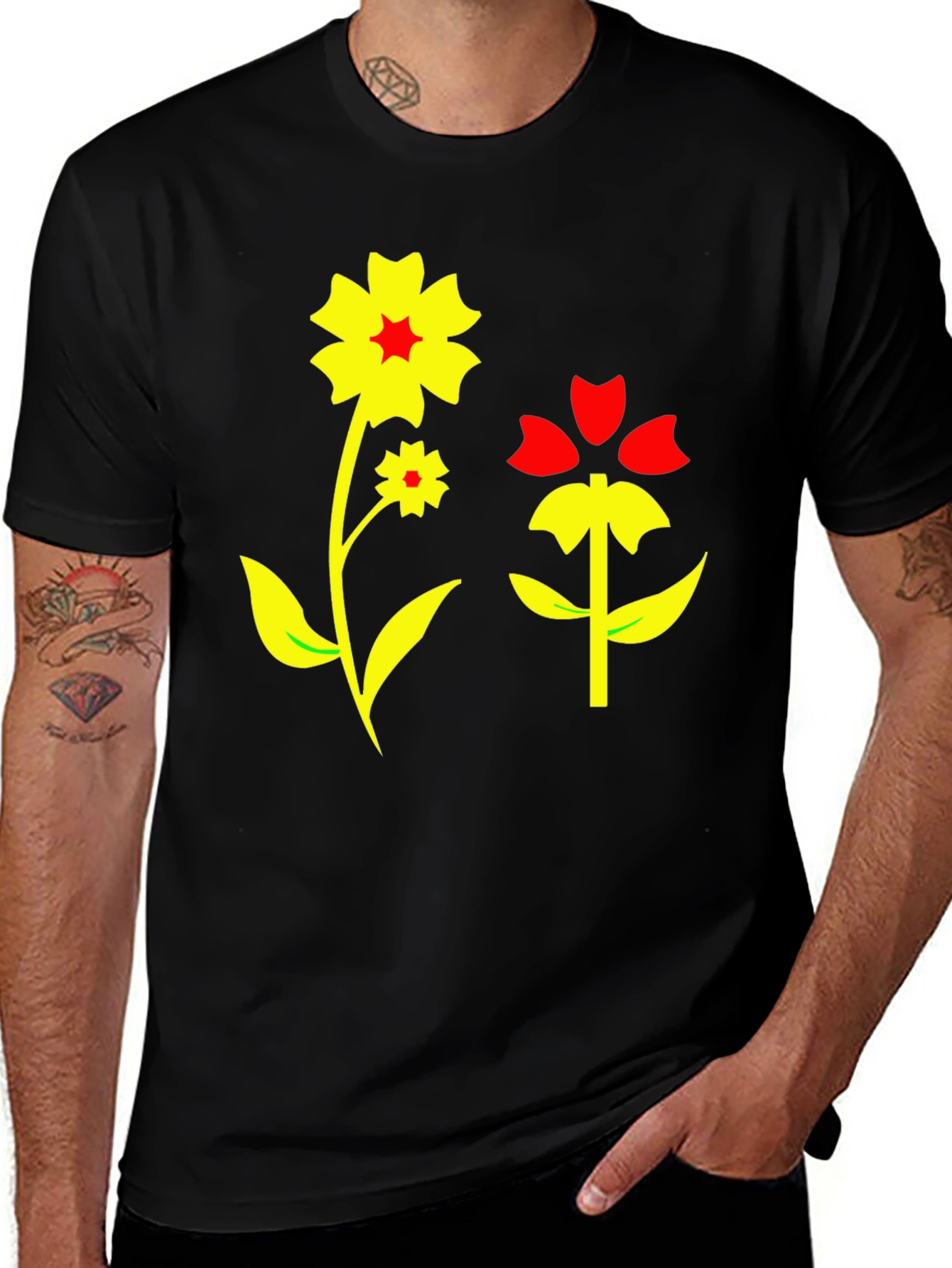 Variant 10 of Floral Graphic Black T-Shirt