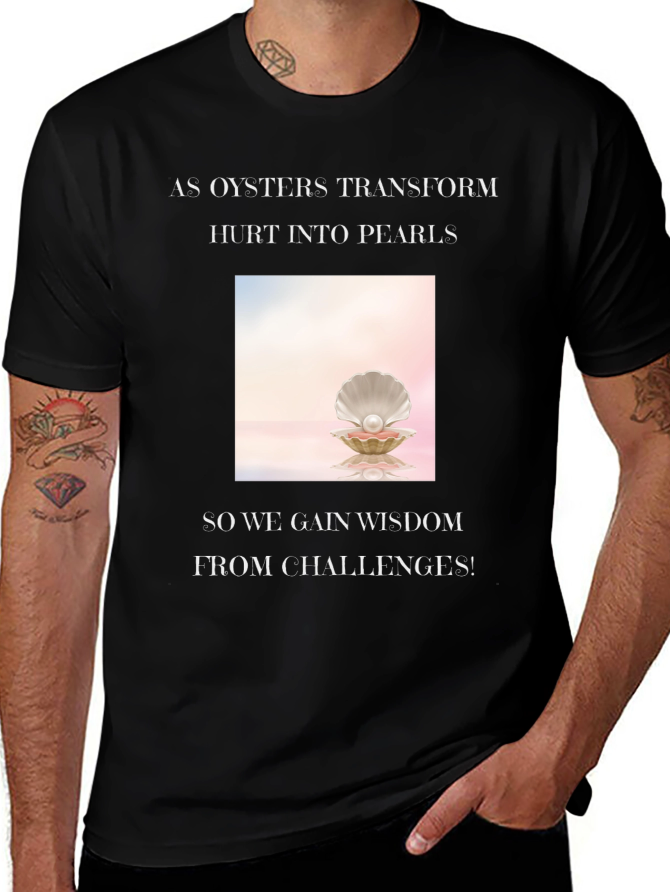 Variant 26 of Wisdom Pearl T-Shirt - Inspirational Oyster Design