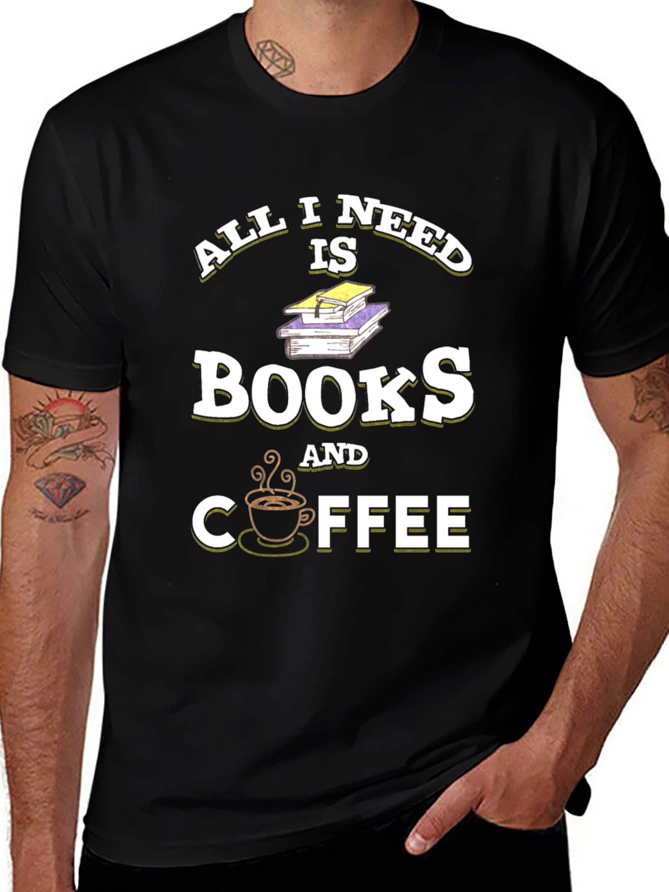 Variant 3 of Books & Coffee T-Shirt - Reader's Delight!