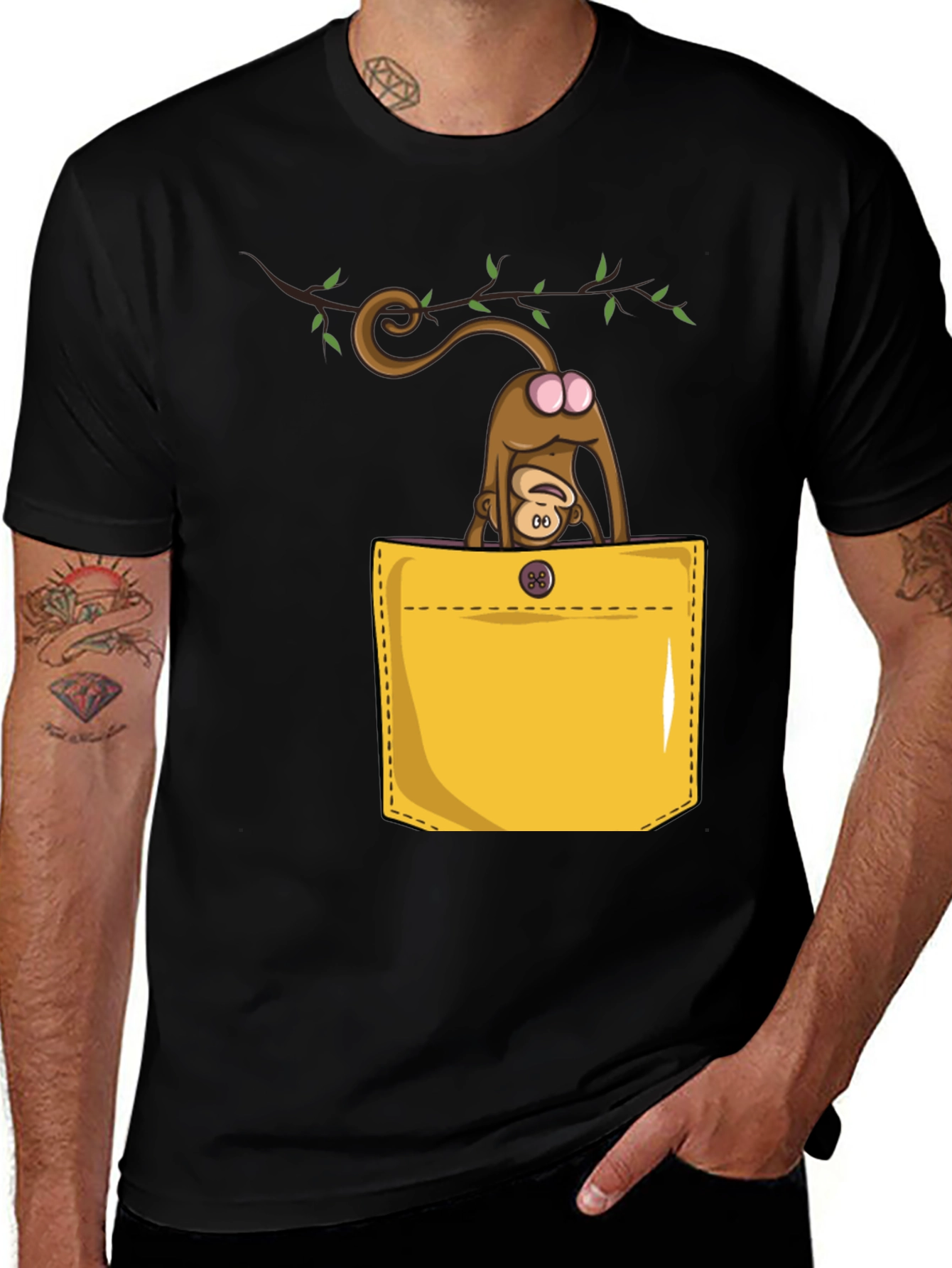 Variant 28 of Funny Monkey Pocket Graphic T-Shirt