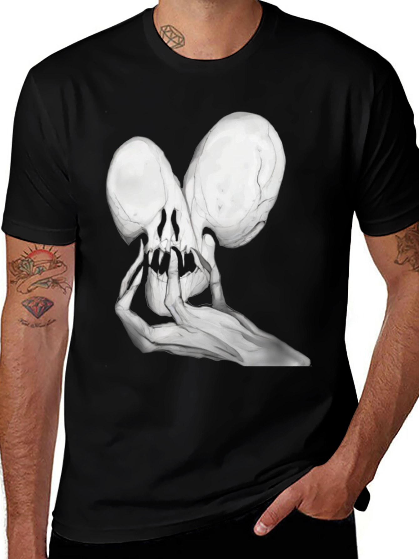Variant 29 of Skull Hands Black T-Shirt