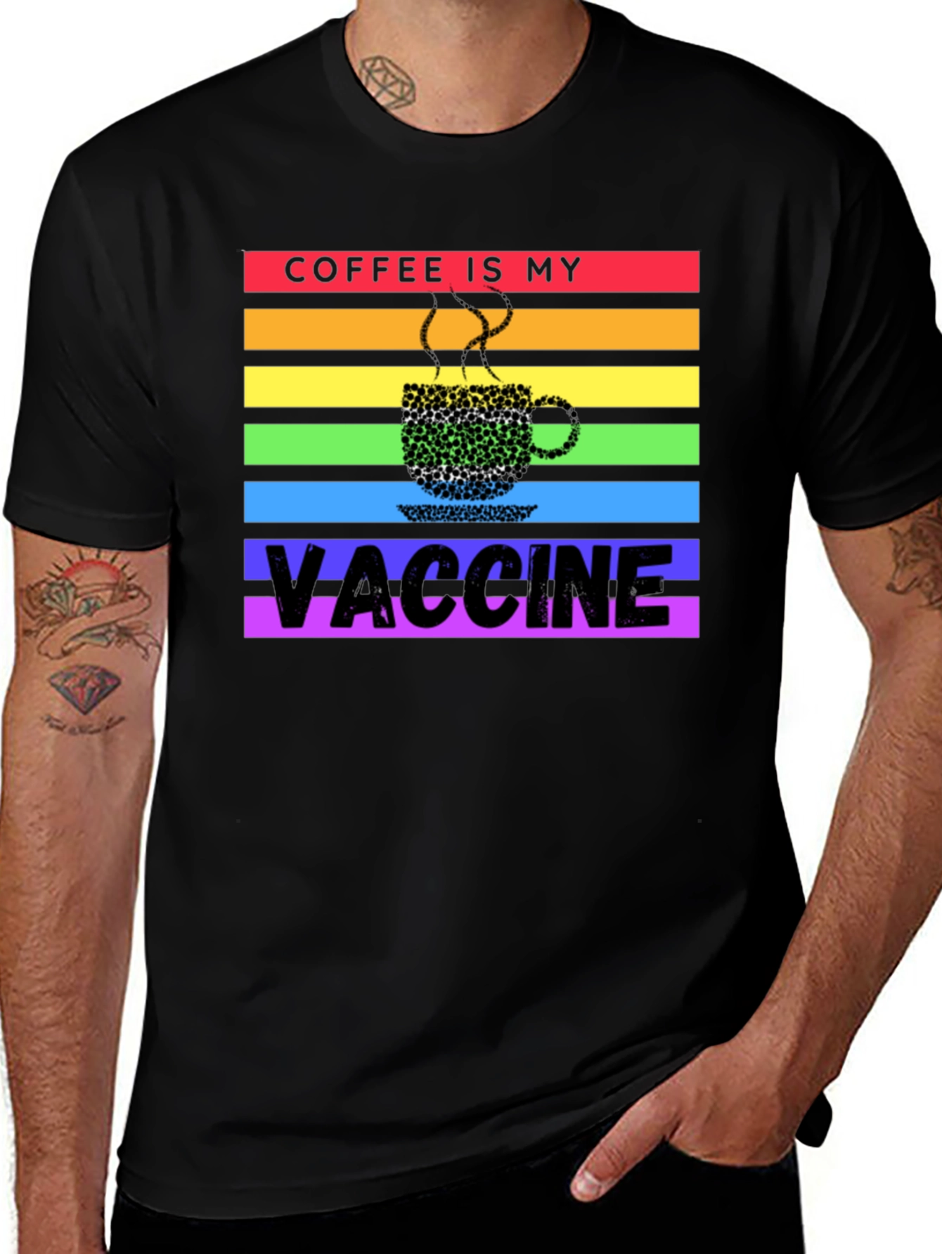 Variant 14 of Coffee is My Vaccine Rainbow T-Shirt
