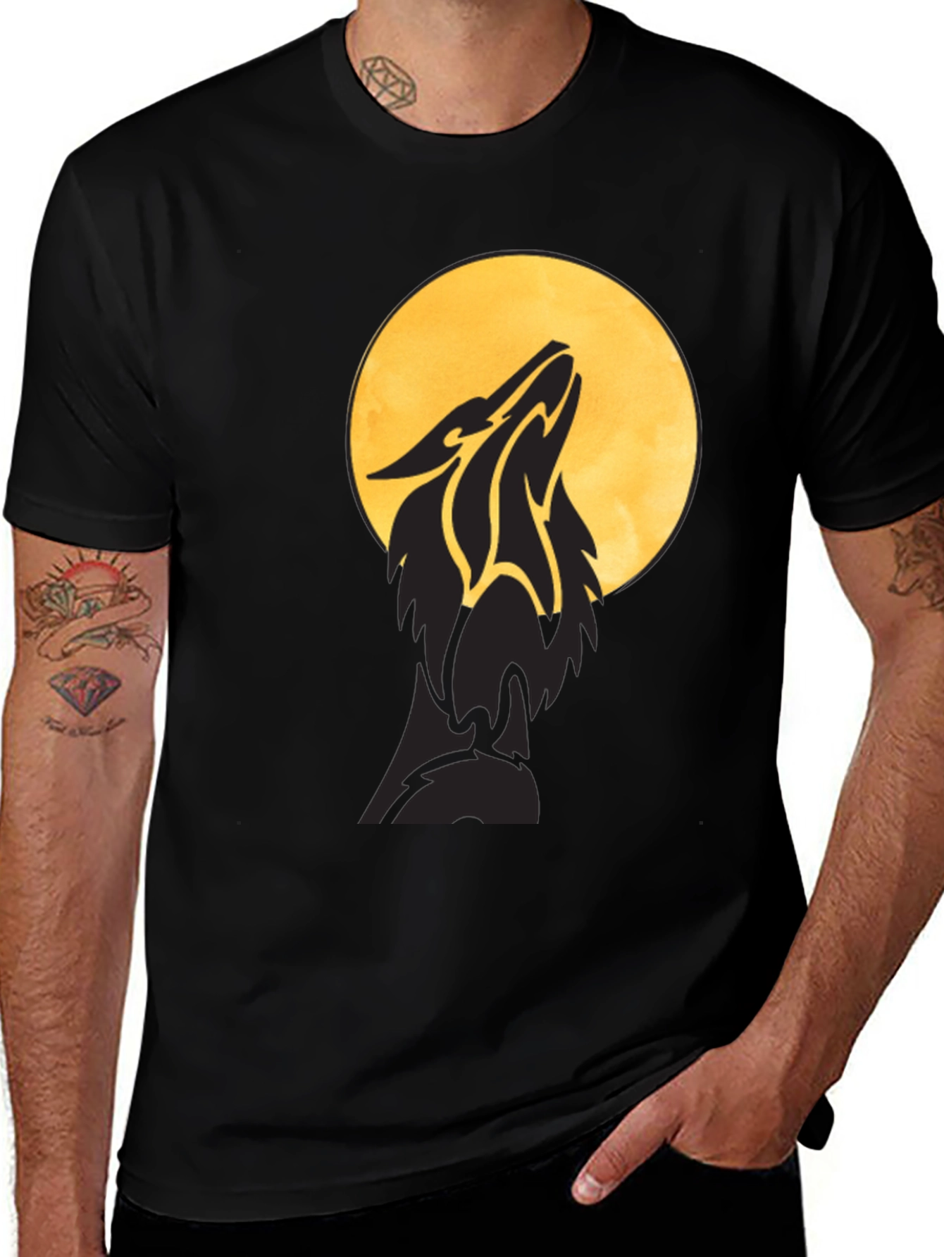 Variant 13 of Wolf Moon Graphic T-Shirt - Black