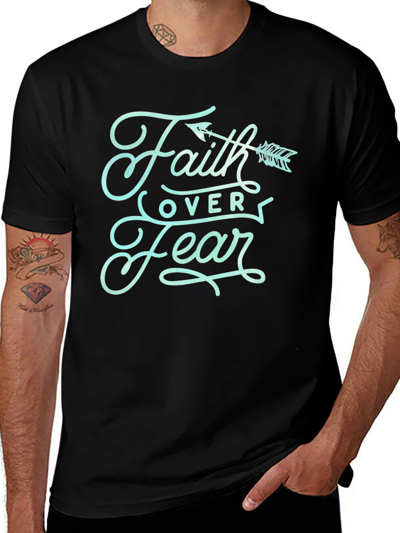 Variant 23 of Faith Over Fear Graphic Tee - Inspirational T-Shirt