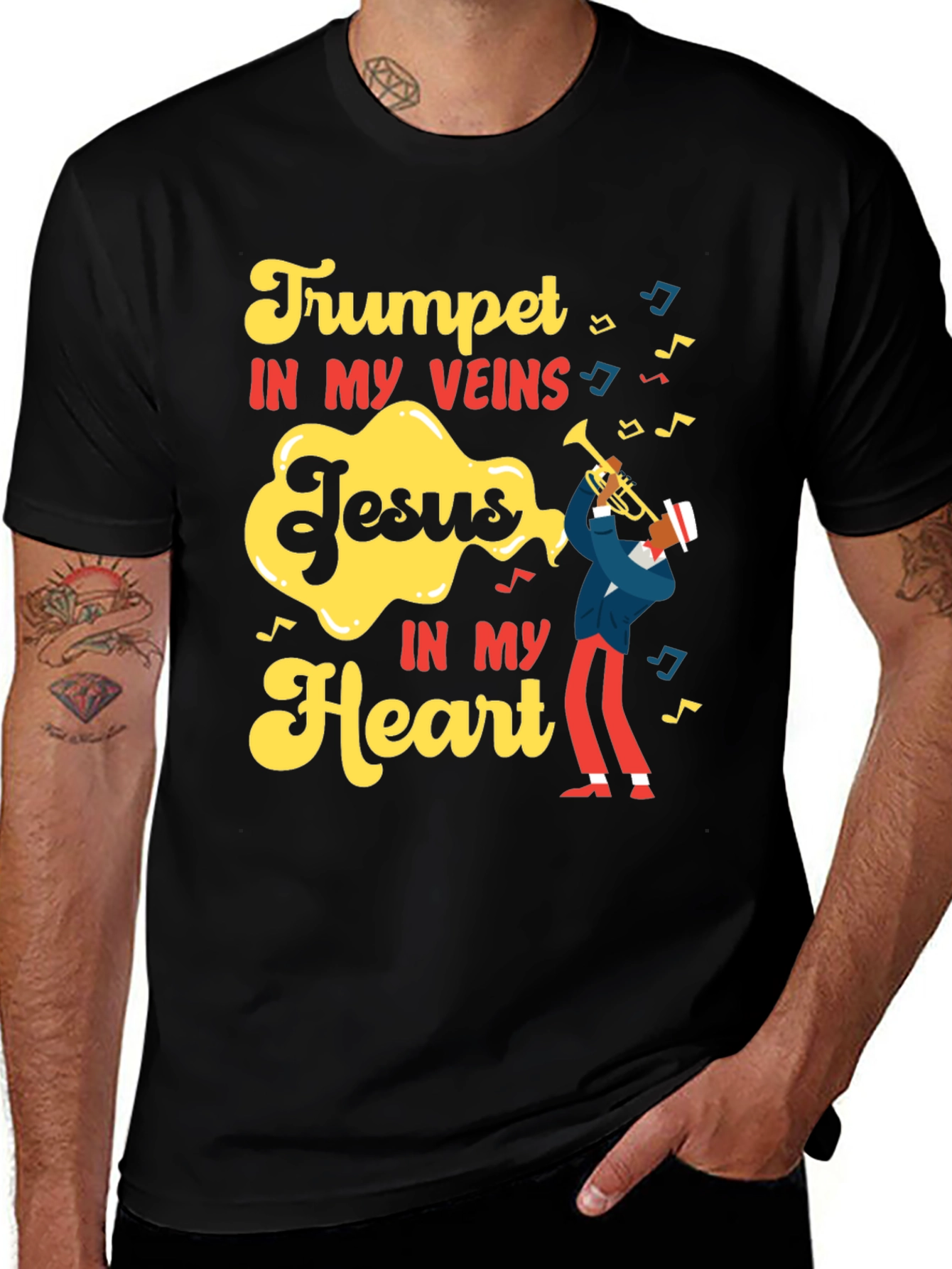 Variant 21 of Trumpet in My Veins Jesus in My Heart Graphic Tee