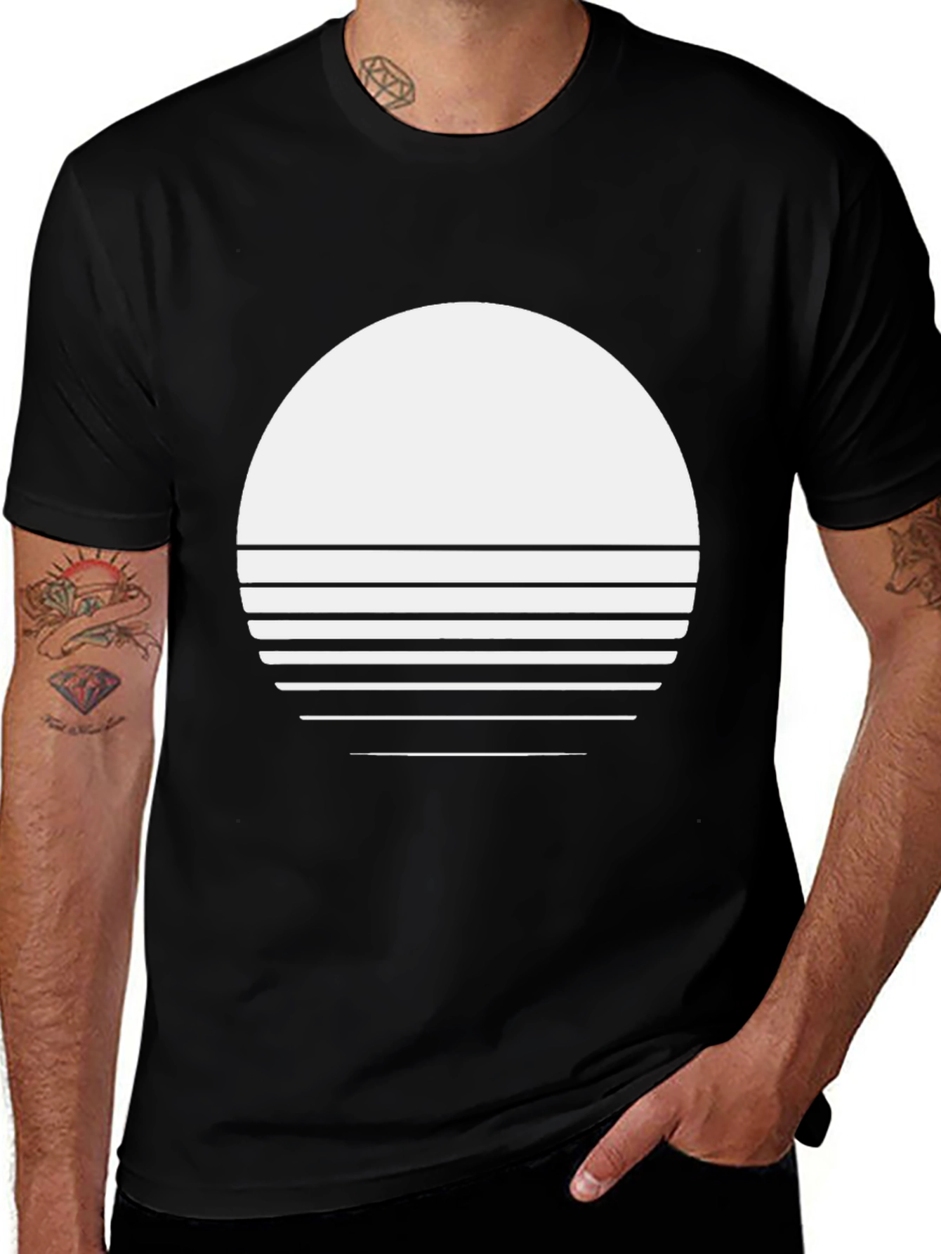 Variant 14 of Retro Sunset Graphic Tee - Black Crew Neck