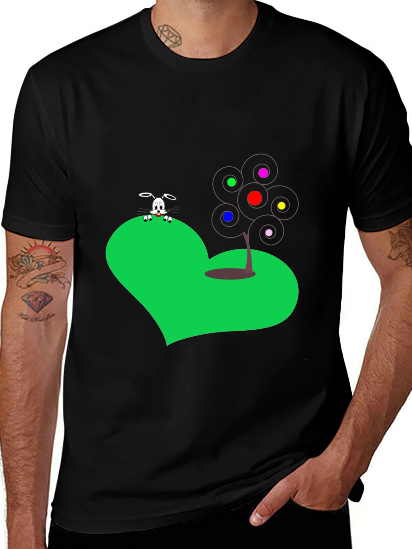 Variant 26 of Novelty Graphic Tee - Heart, Rabbit & Tree