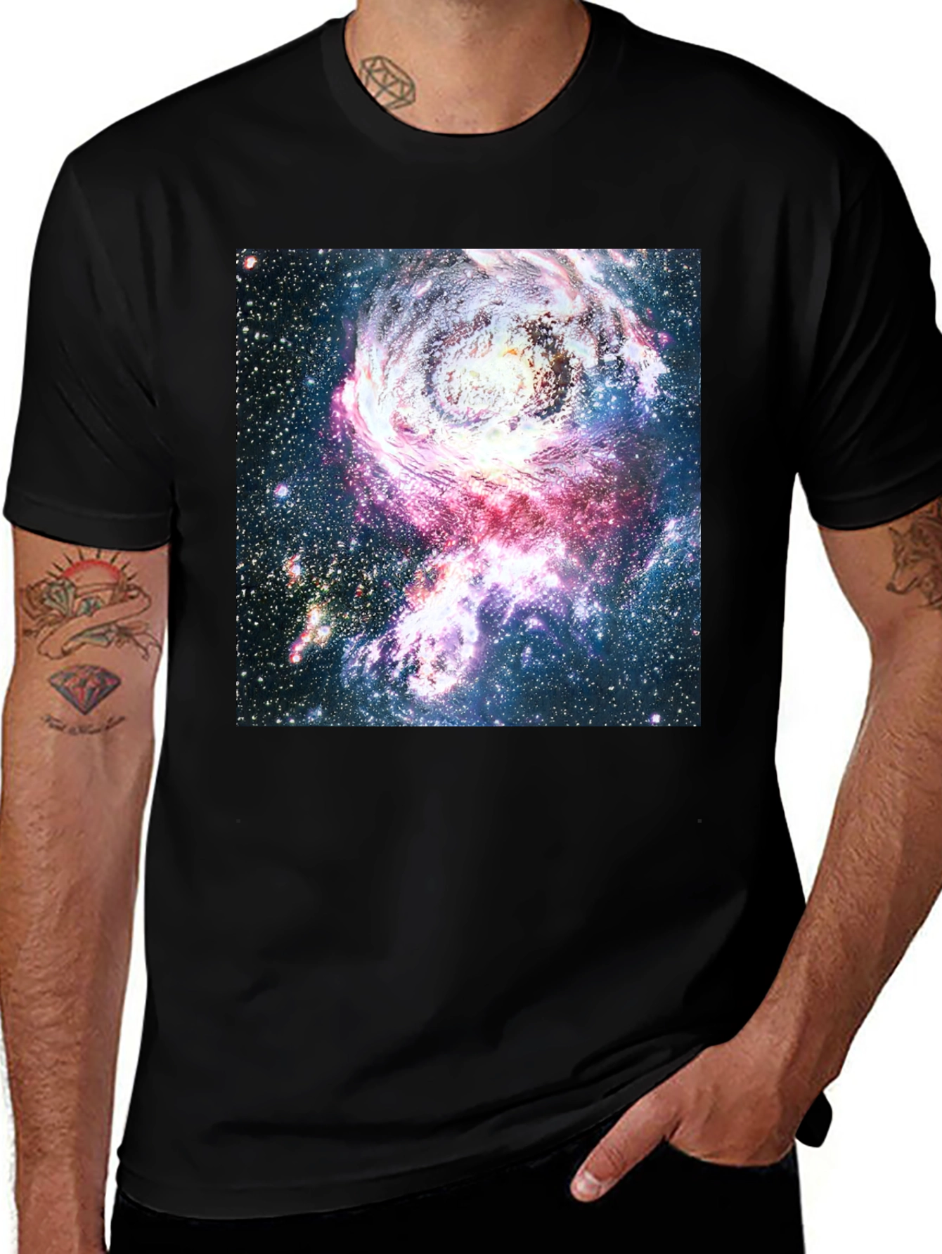 Variant 23 of Galaxy Print Crew Neck T-Shirt