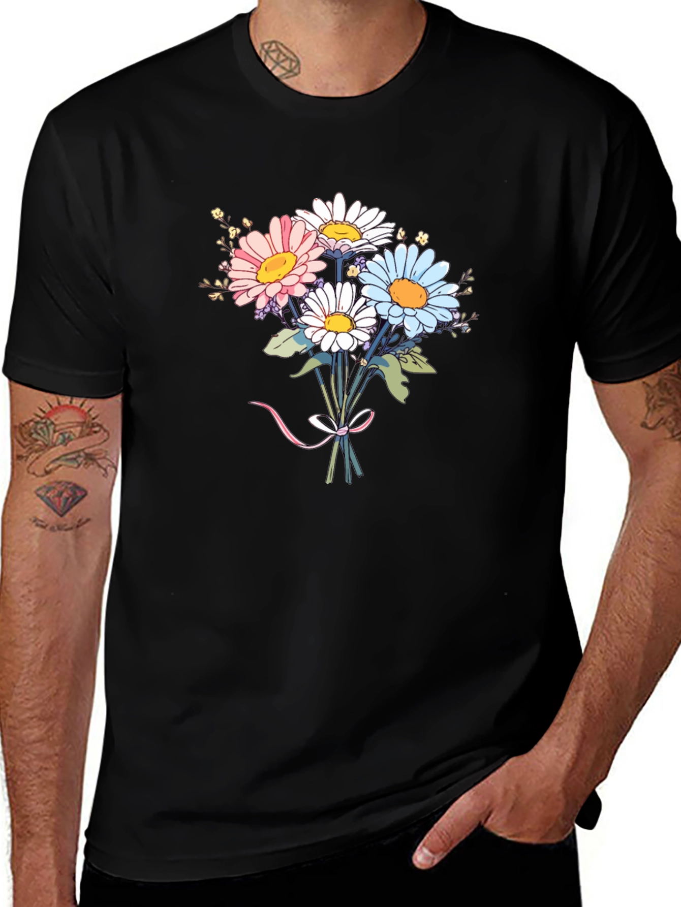 Variant 25 of Floral Bouquet Black T-Shirt - Stylish Graphic Tee