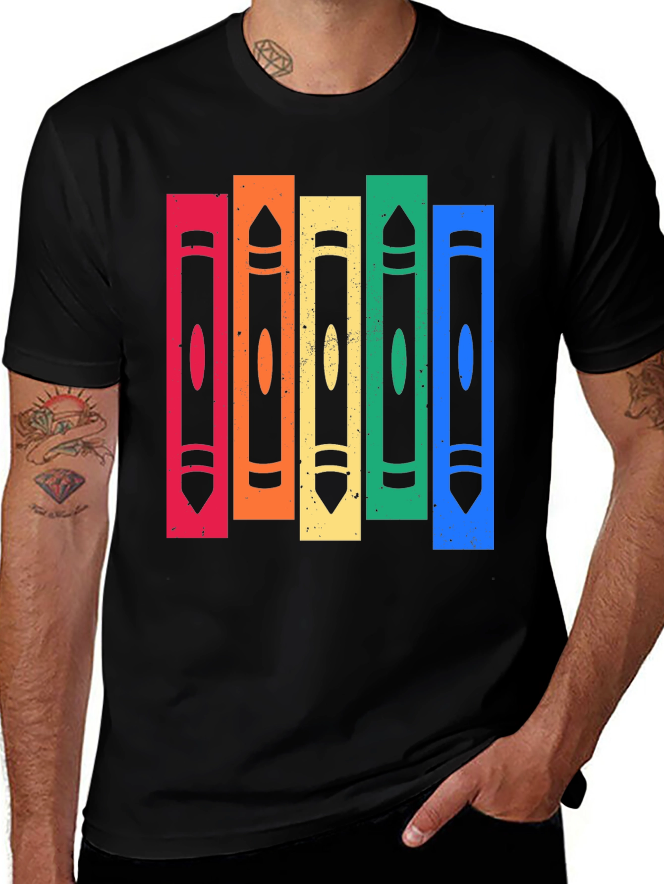 Rainbow Crayon T-Shirt - Colorful Artist Design