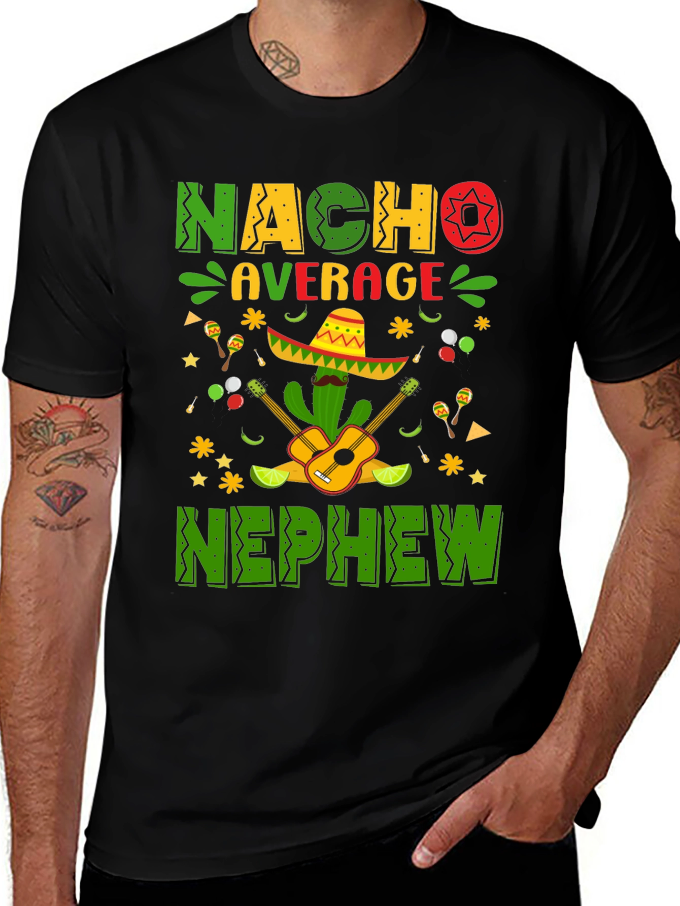 Nacho Average Nephew Graphic T-Shirt Cinco De Mayo Fiesta