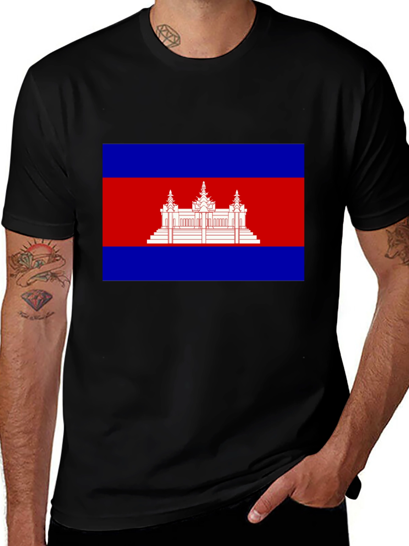 Variant 23 of Cambodia Flag Graphic T-Shirt