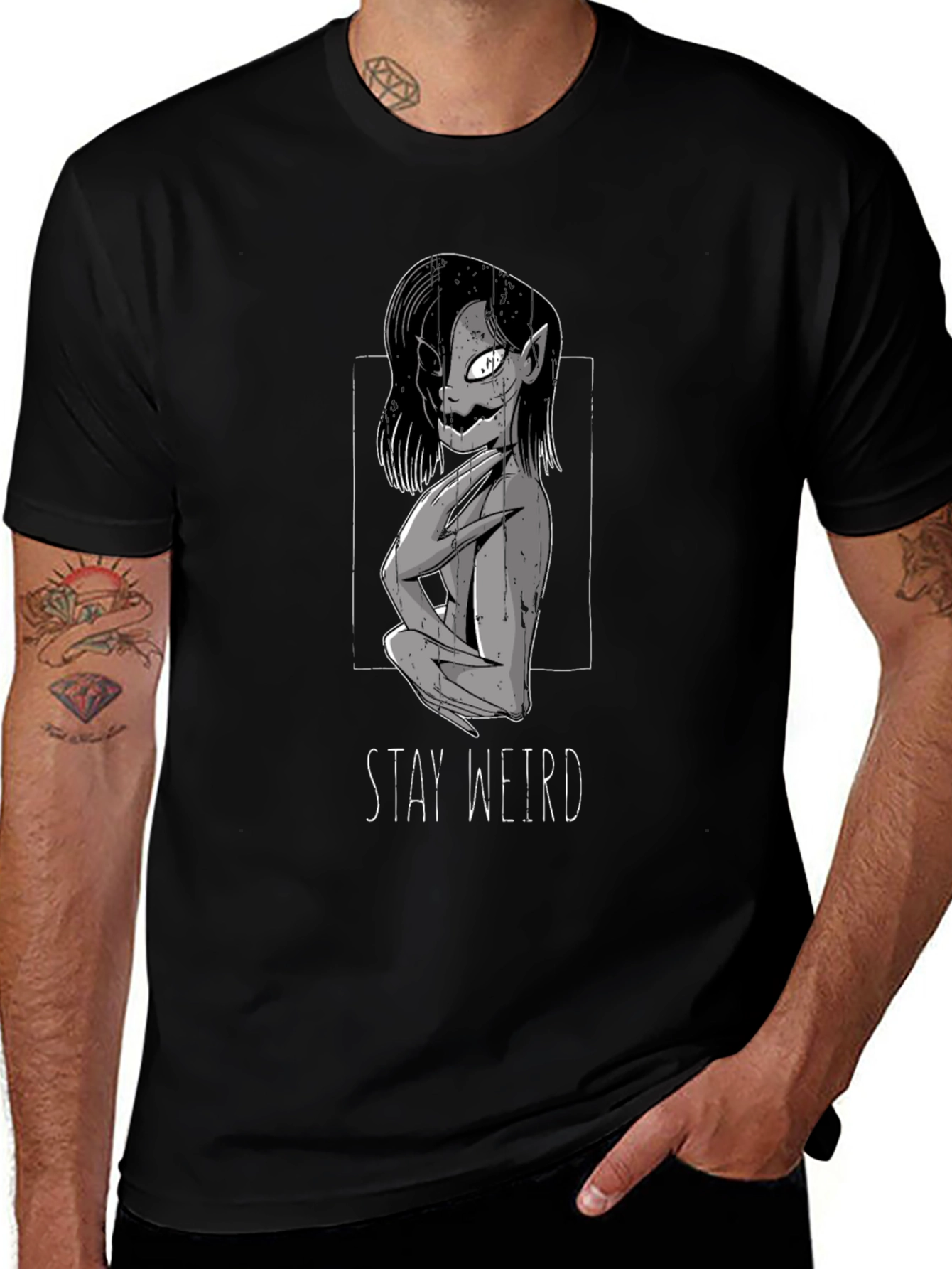 Variant 6 of Stay Weird Graphic Tee - Unisex Dark T-Shirt