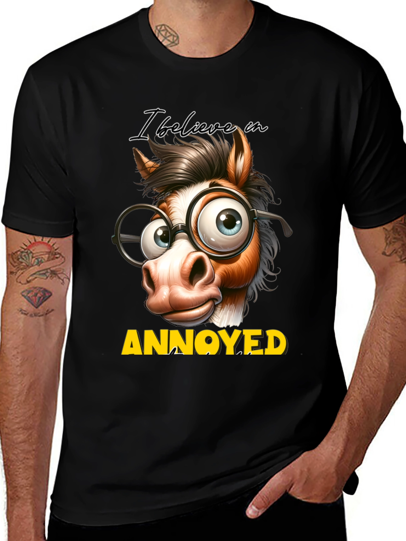 Variant 4 of Annoyed Horse Graphic Tee - I Believe In Annoyed
