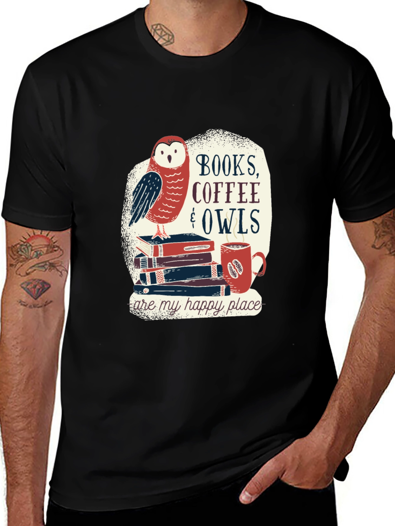 Variant 9 of Books Coffee Owls T-Shirt - Reading Lover