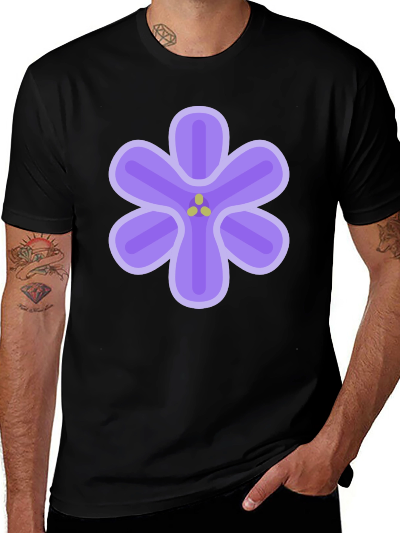 Variant 9 of Unisex Black T-Shirt with Floral Design