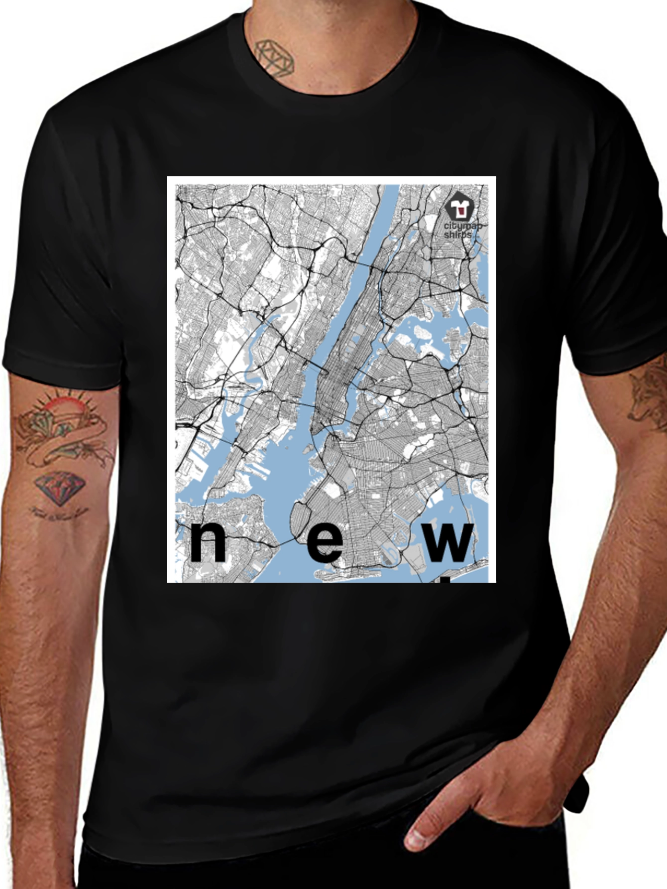 Variant 23 of New York City Map Black T-Shirt