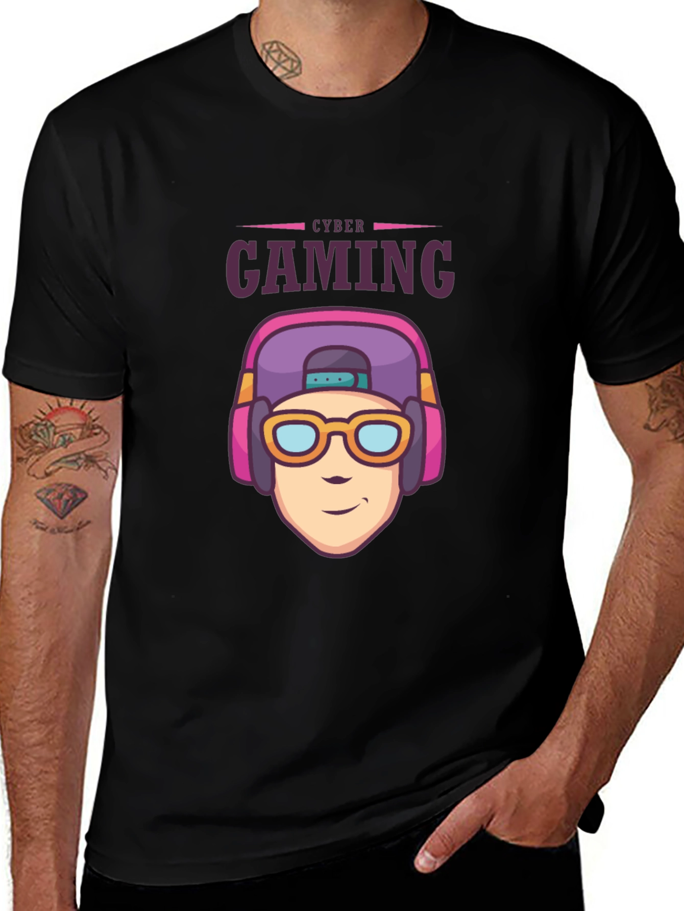 Variant 10 of Cyber Gaming Black T-Shirt - Gamer Style