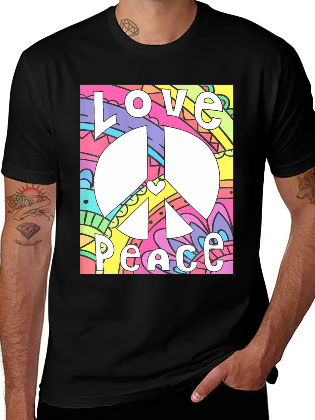 Variant 9 of Love & Peace T-Shirt - Retro Graphic Tee
