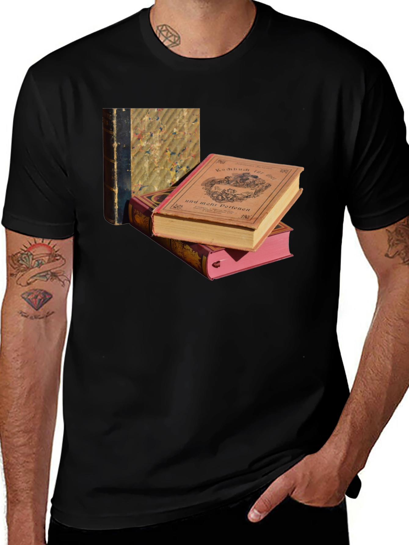 Variant 12 of Vintage Book Stack Graphic T-Shirt