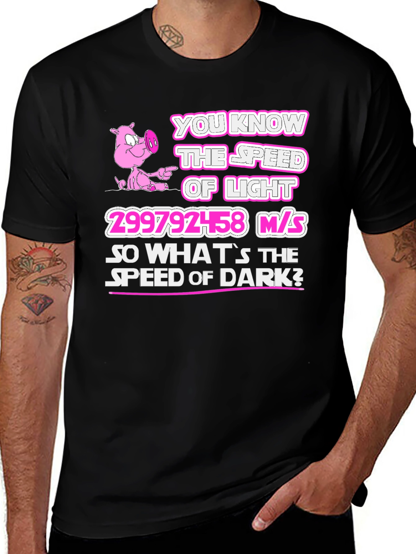 Variant 25 of Funny Physics T-Shirt - Speed of Light and Dark Humor