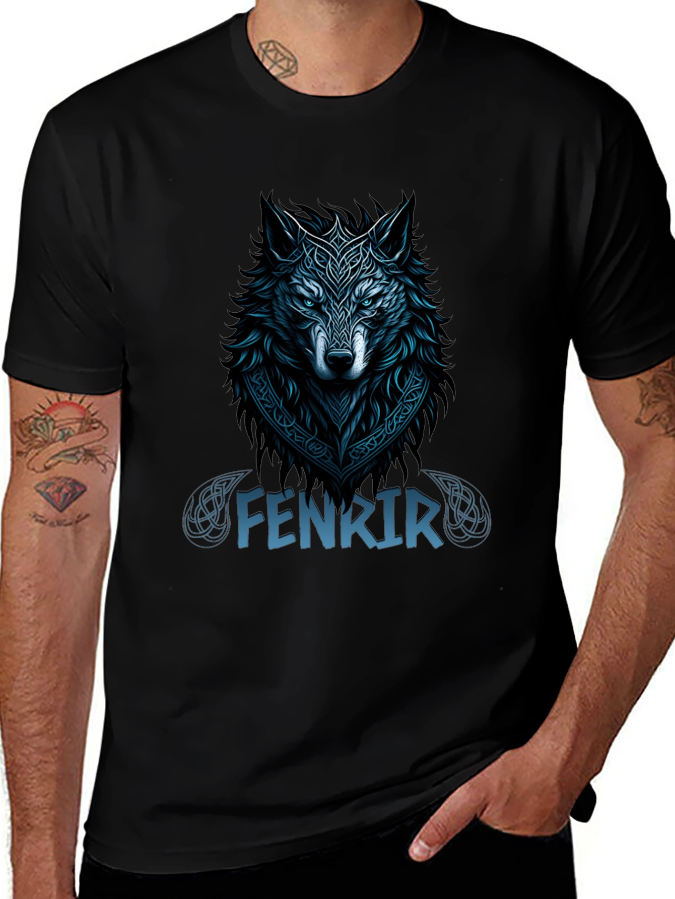 Variant 24 of Fenrir Wolf Graphic T-Shirt - Viking Style