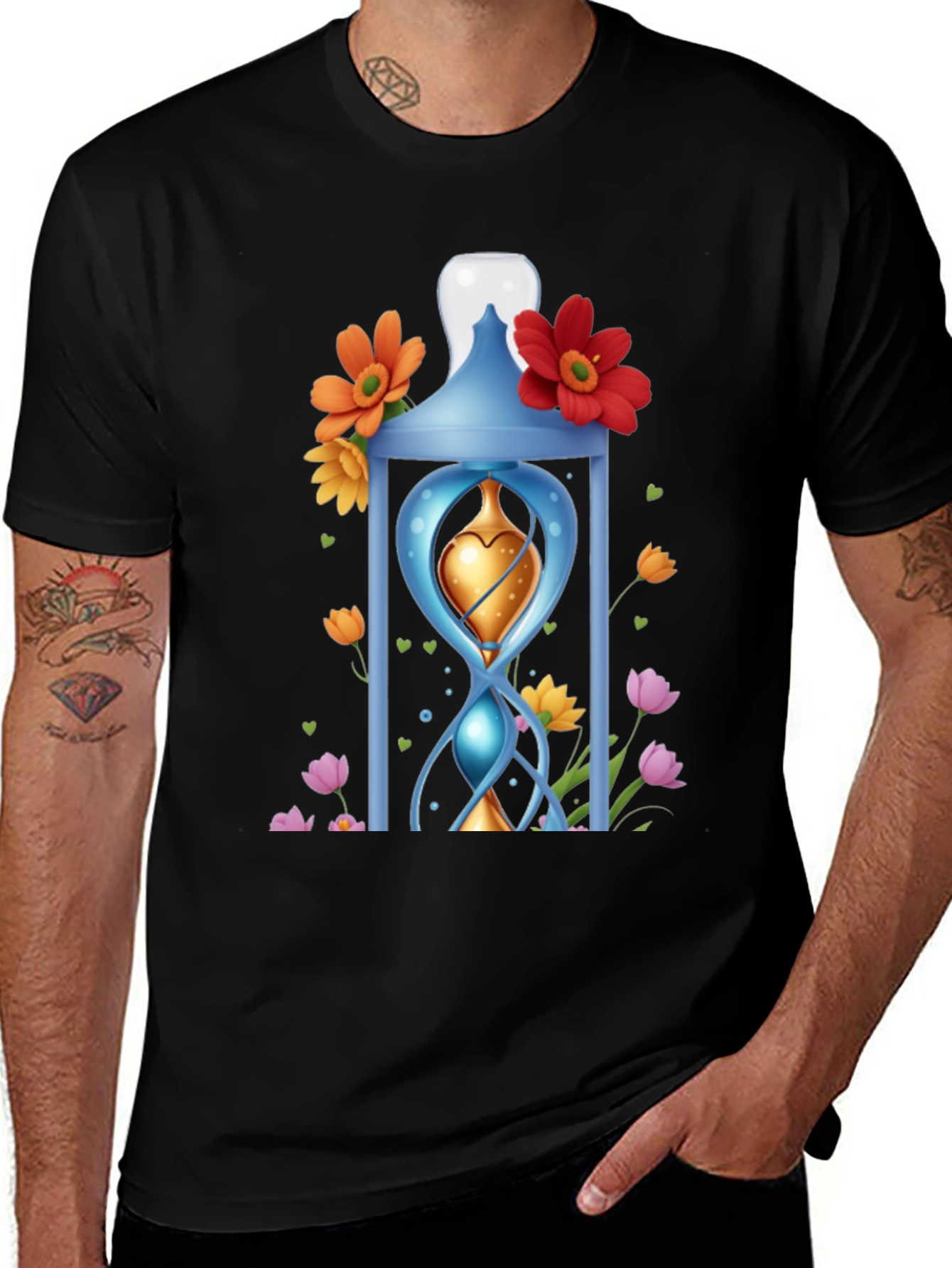 Variant 22 of Floral Hourglass Graphic Tee - Unique Design