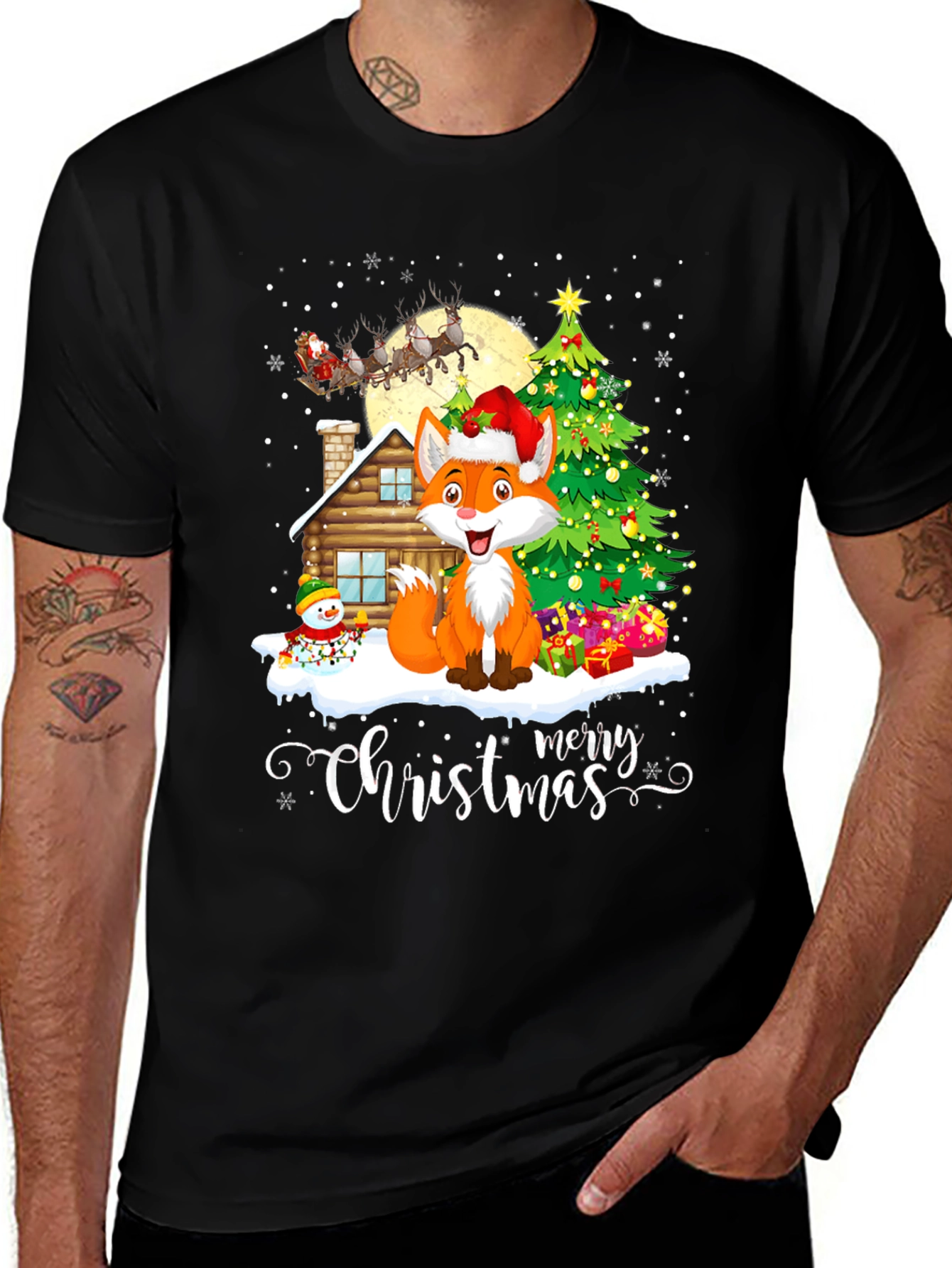 Festive Fox Christmas Graphic Tee