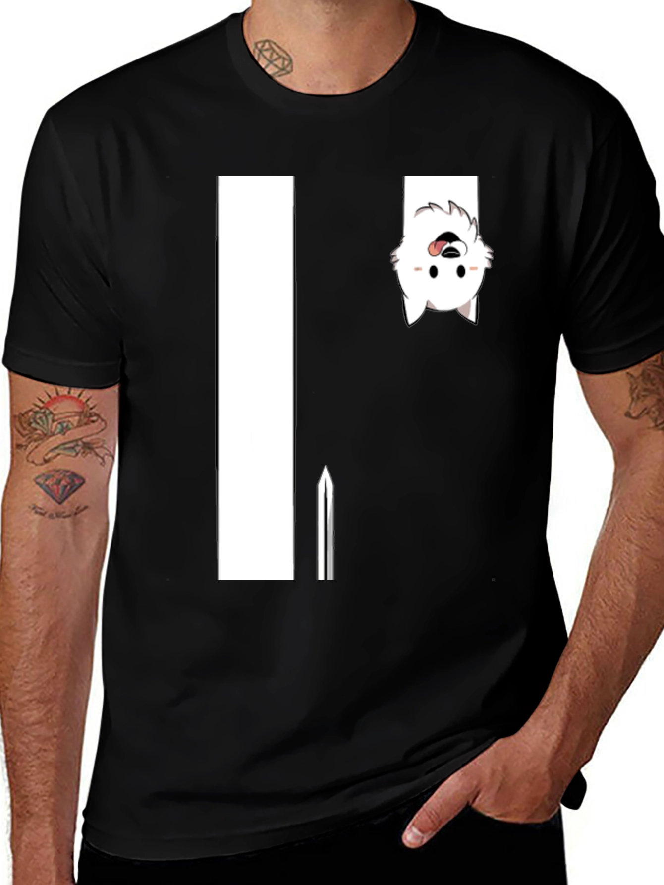 Variant 19 of Dog Peek Graphic Tee - Casual Black T-Shirt