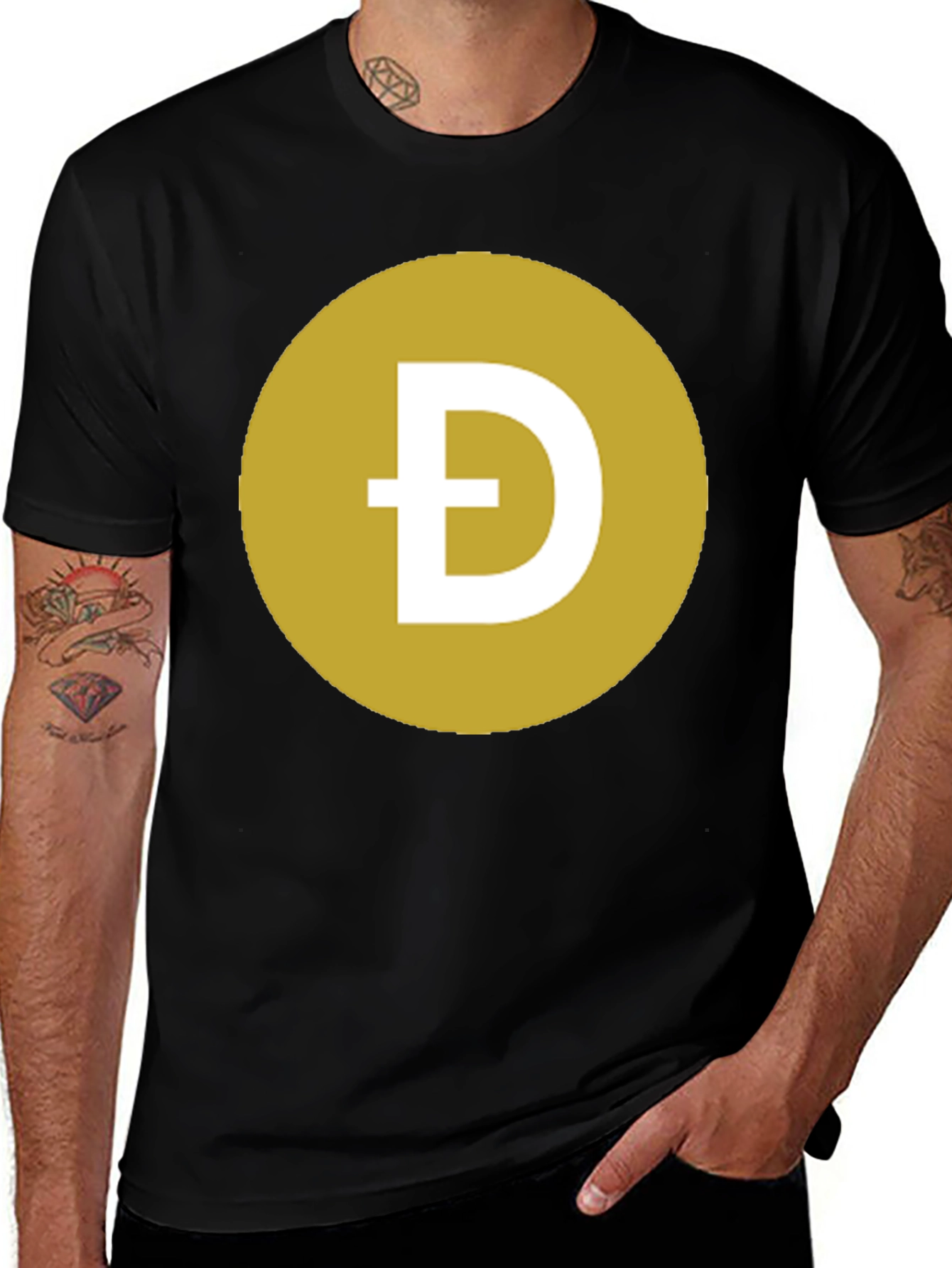 Variant 27 of Dogecoin Logo T-Shirt - Black Crypto Tee