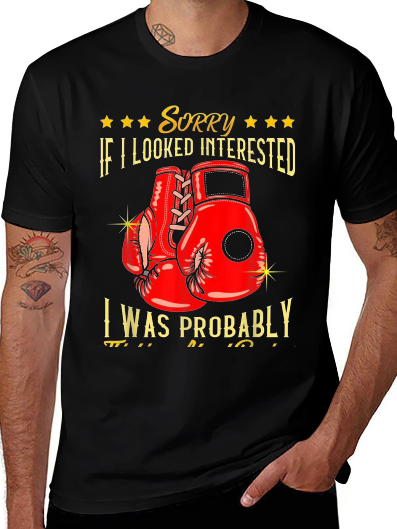 Black Sorry Not Interested Boxing Graphic Tee main image