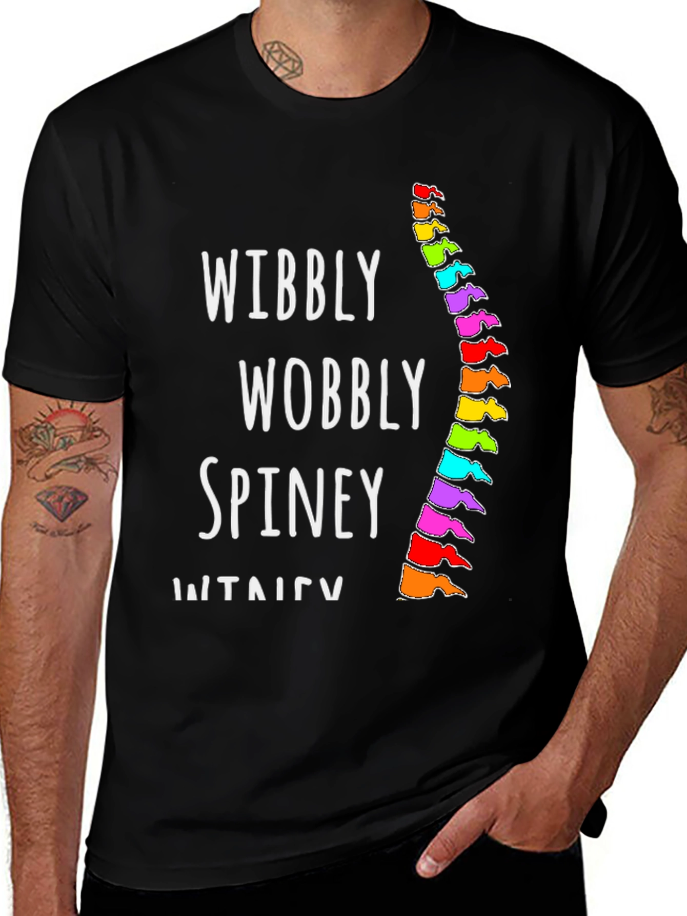 Variant 22 of Wibbly Wobbly Spine T-Shirt - Black